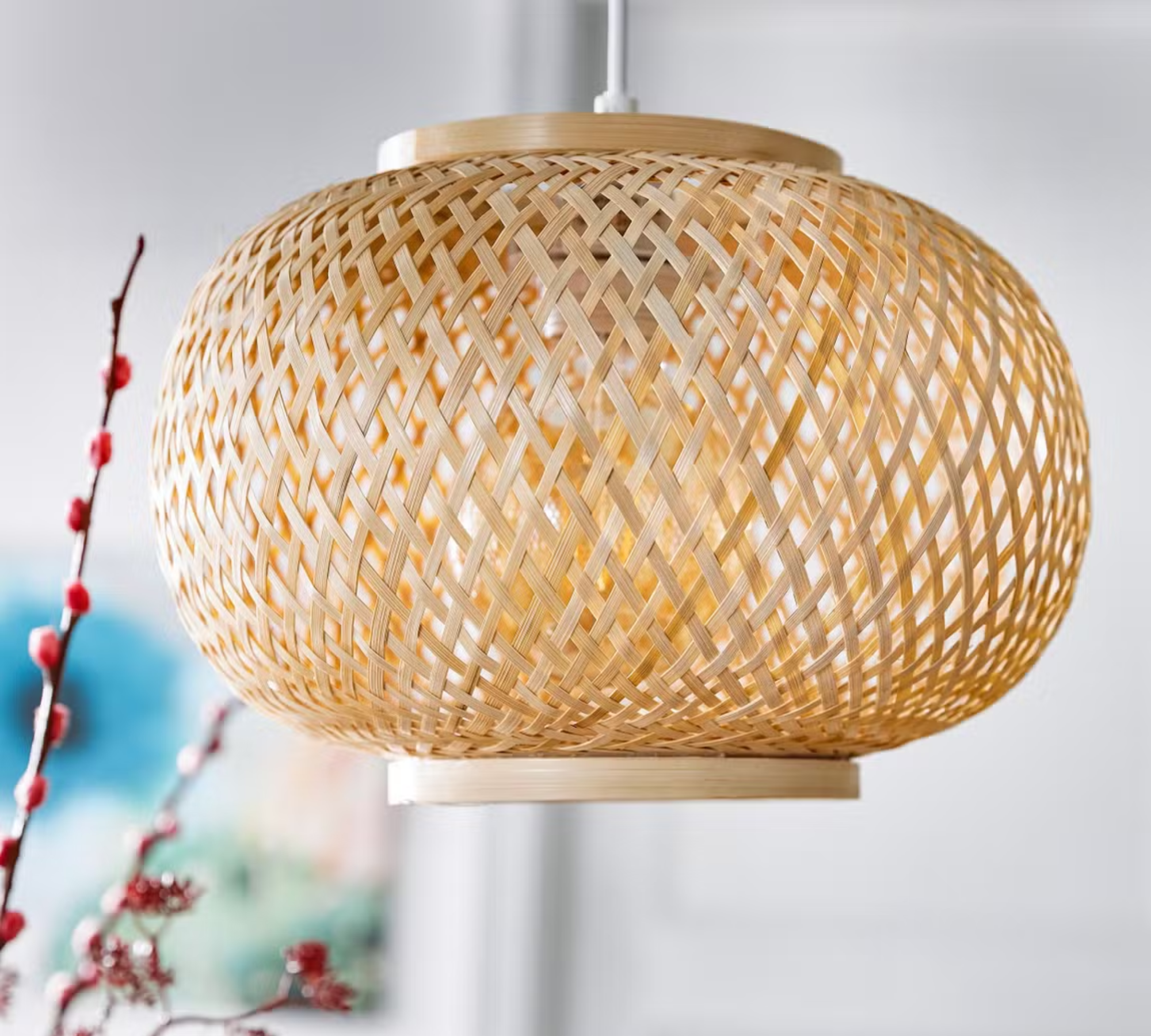 Pendant lamp natural fiber plant leaf
