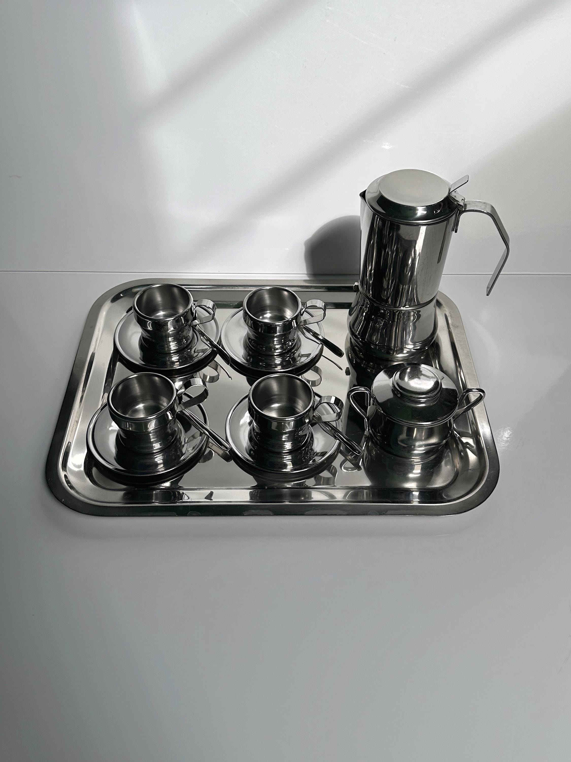 Inox Espresso-Set Tasse für 12 Personen Silber