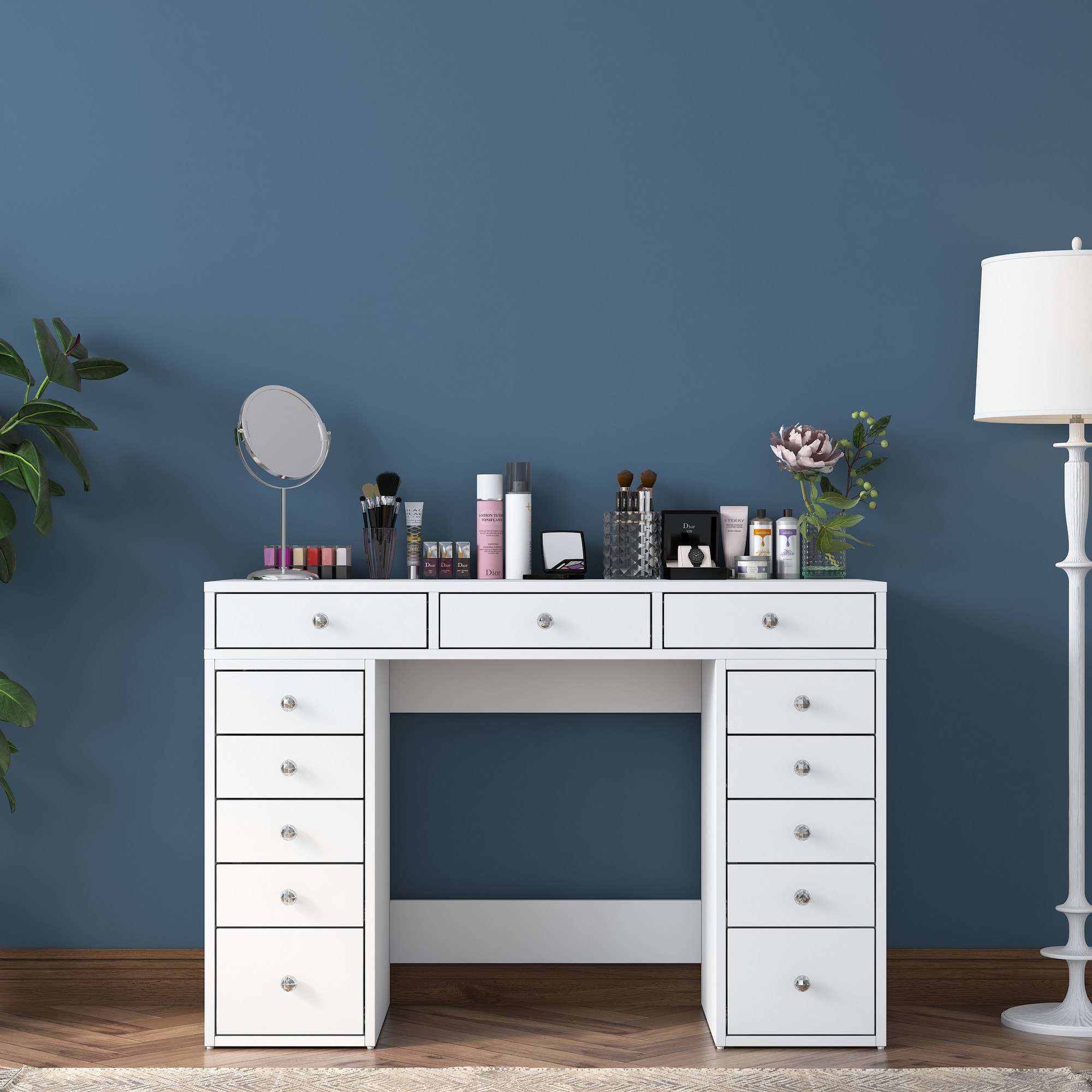 Dressing table with drawers White