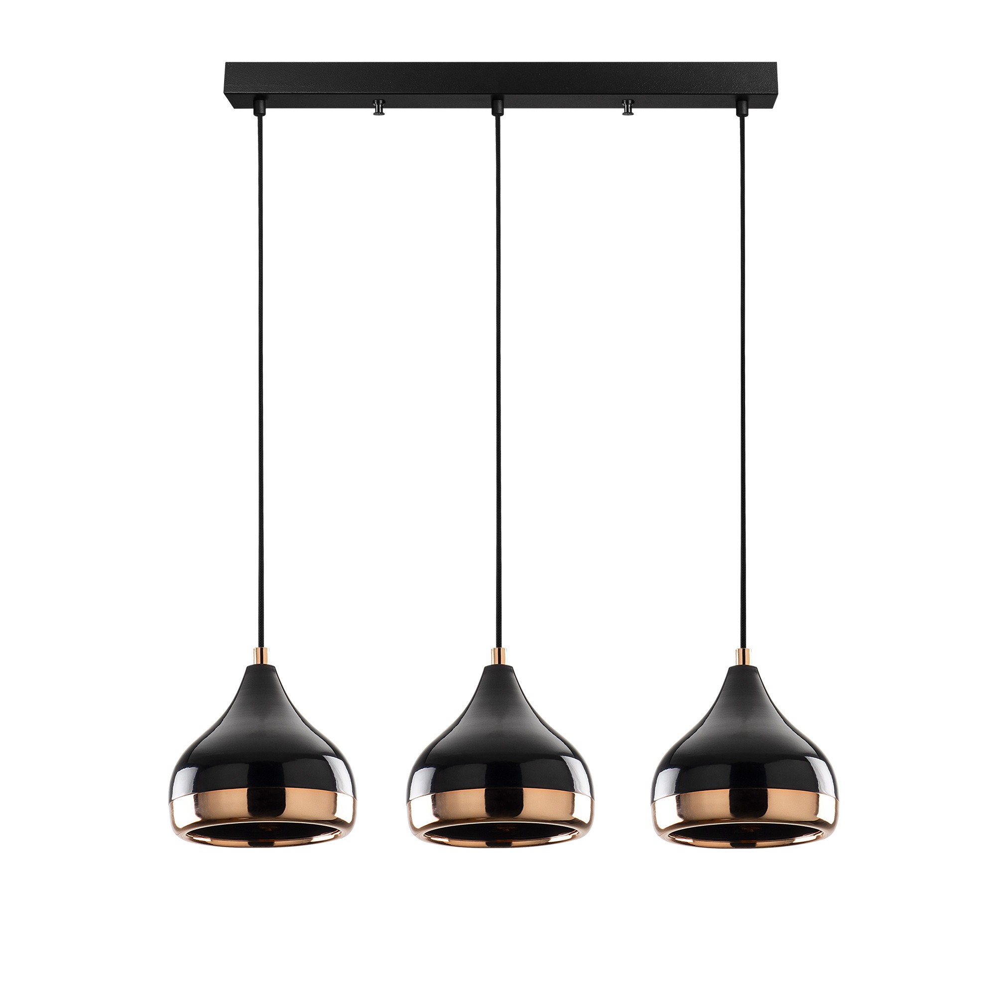 Pendant light 3 elements Adjustable height Black Gold