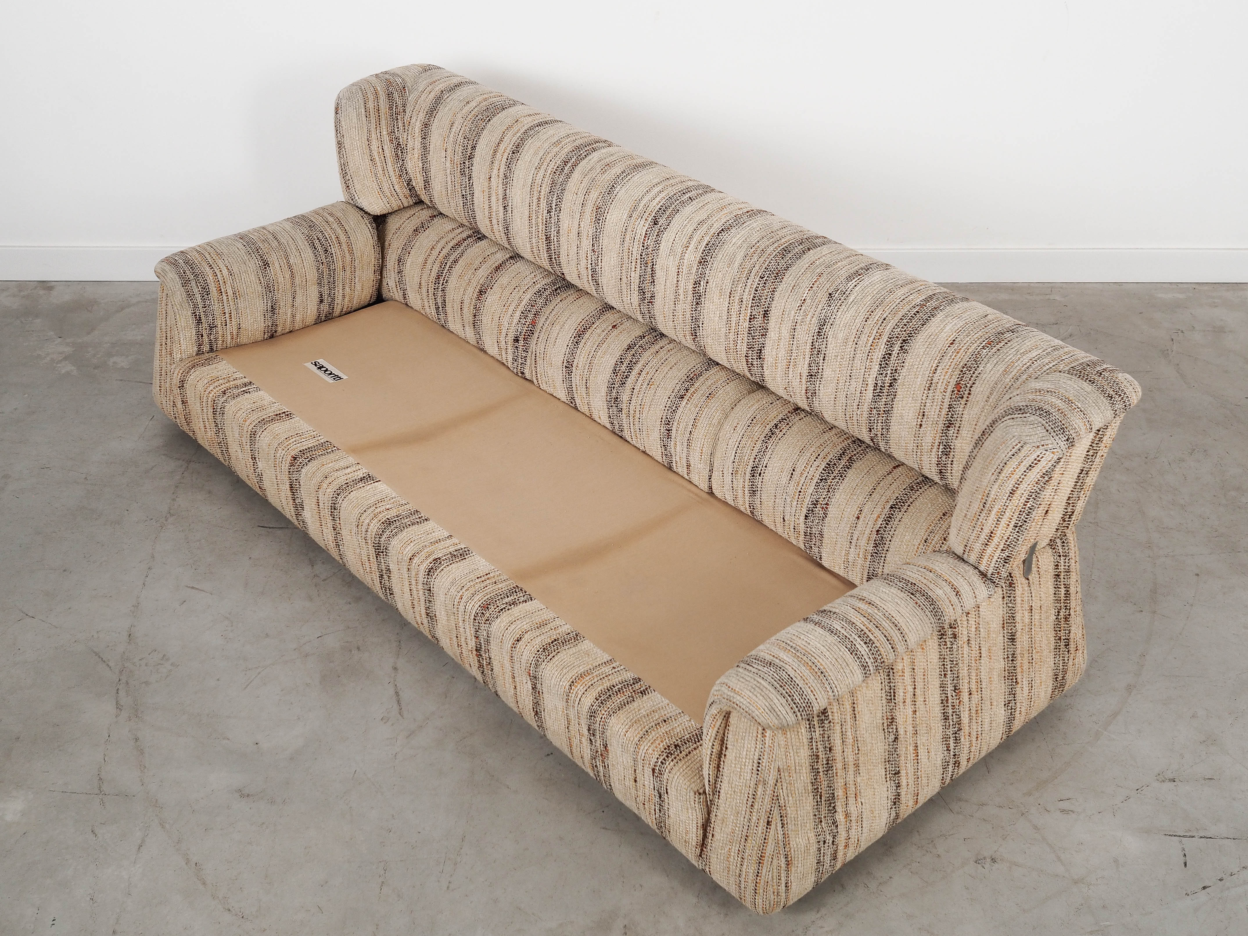 Saporiti Sofa 3-seater Fabric Beige Wood 1960s
