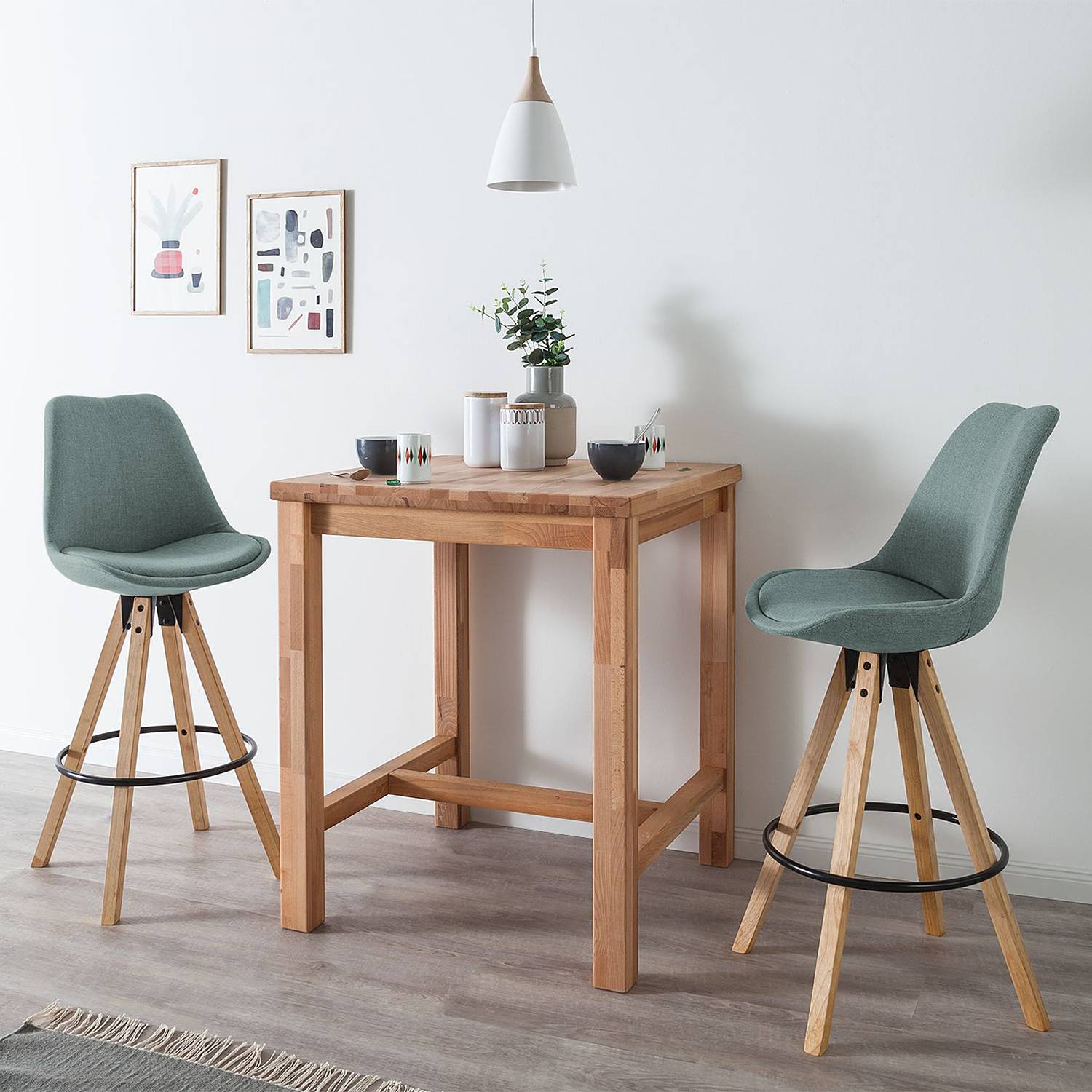 2x Barstuhl ALEDAS Webstoff Cors Mintgrau