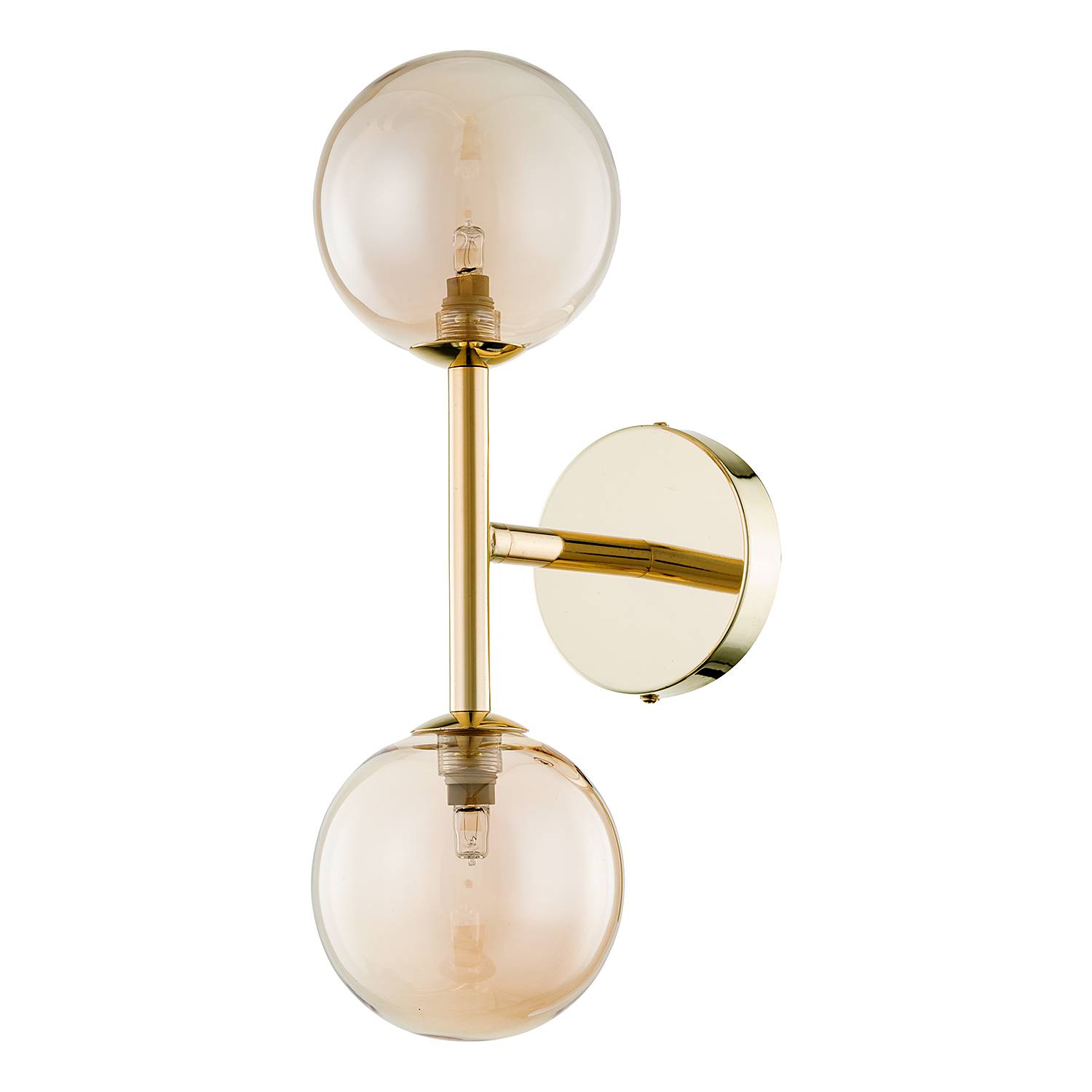 Wandleuchte KJUL Metall Gold Glänzend Glas Bernsteinfarben