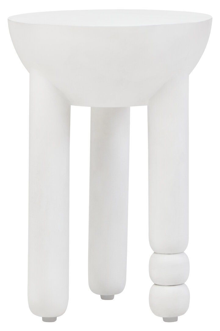 Walsa Tünchen Round Side Table Mango Wood White