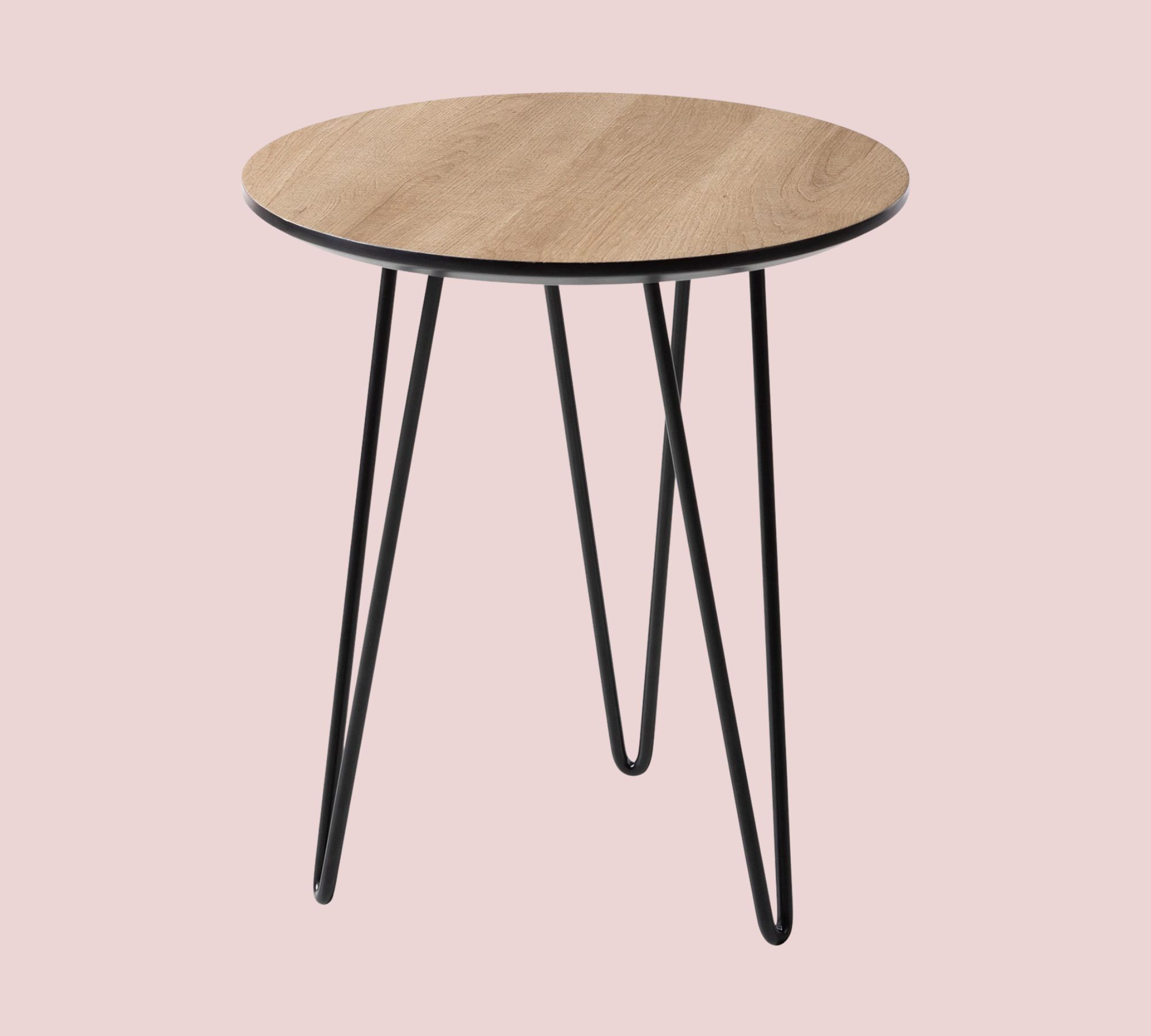 Round side table Oak decor Brown Black
