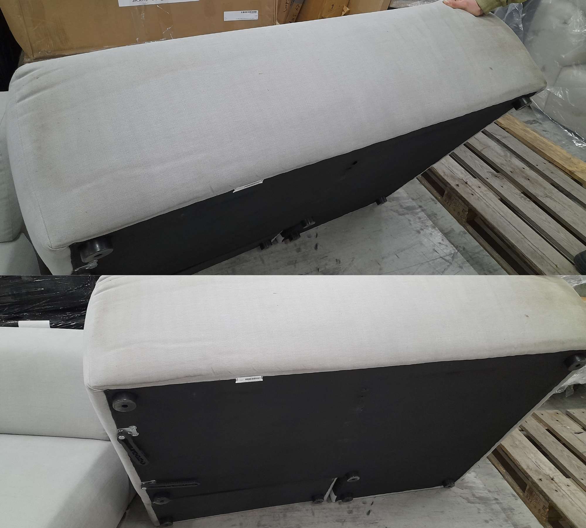 Pyllow Ecksofa Webstoff Sandgrau