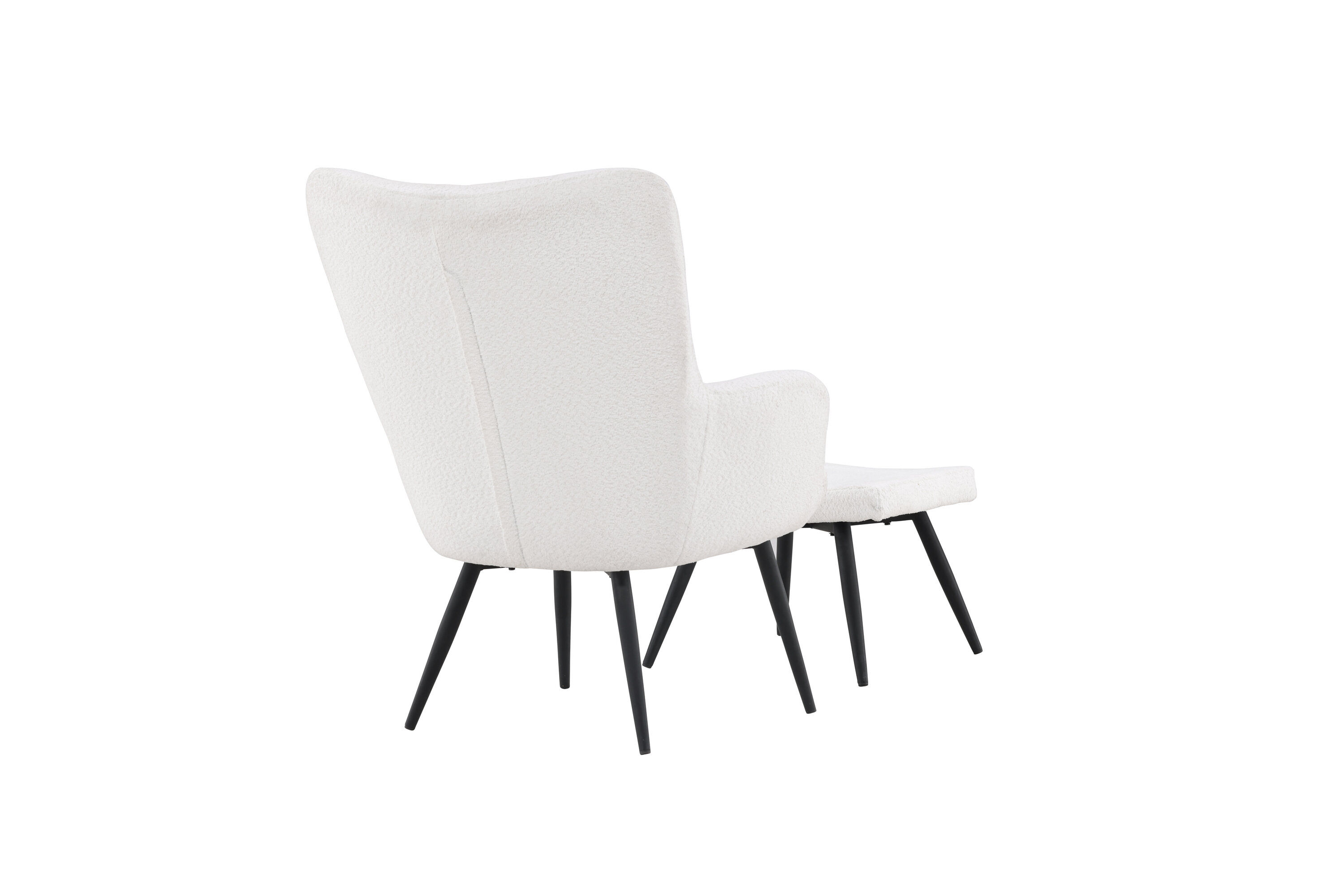 Como Armchair with Footstool Bouclé Black White