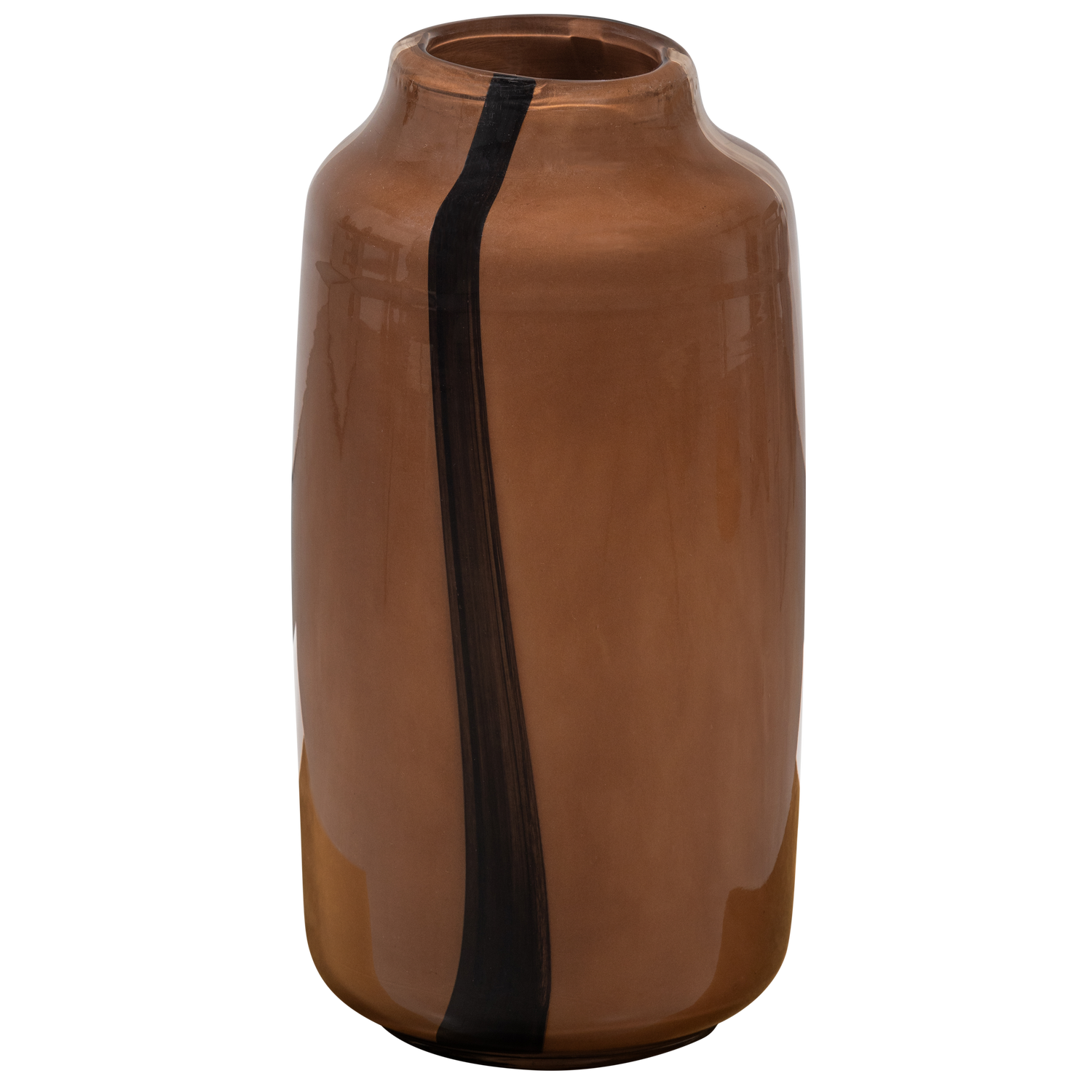 Selena Vase Glas Braun mit Streifen