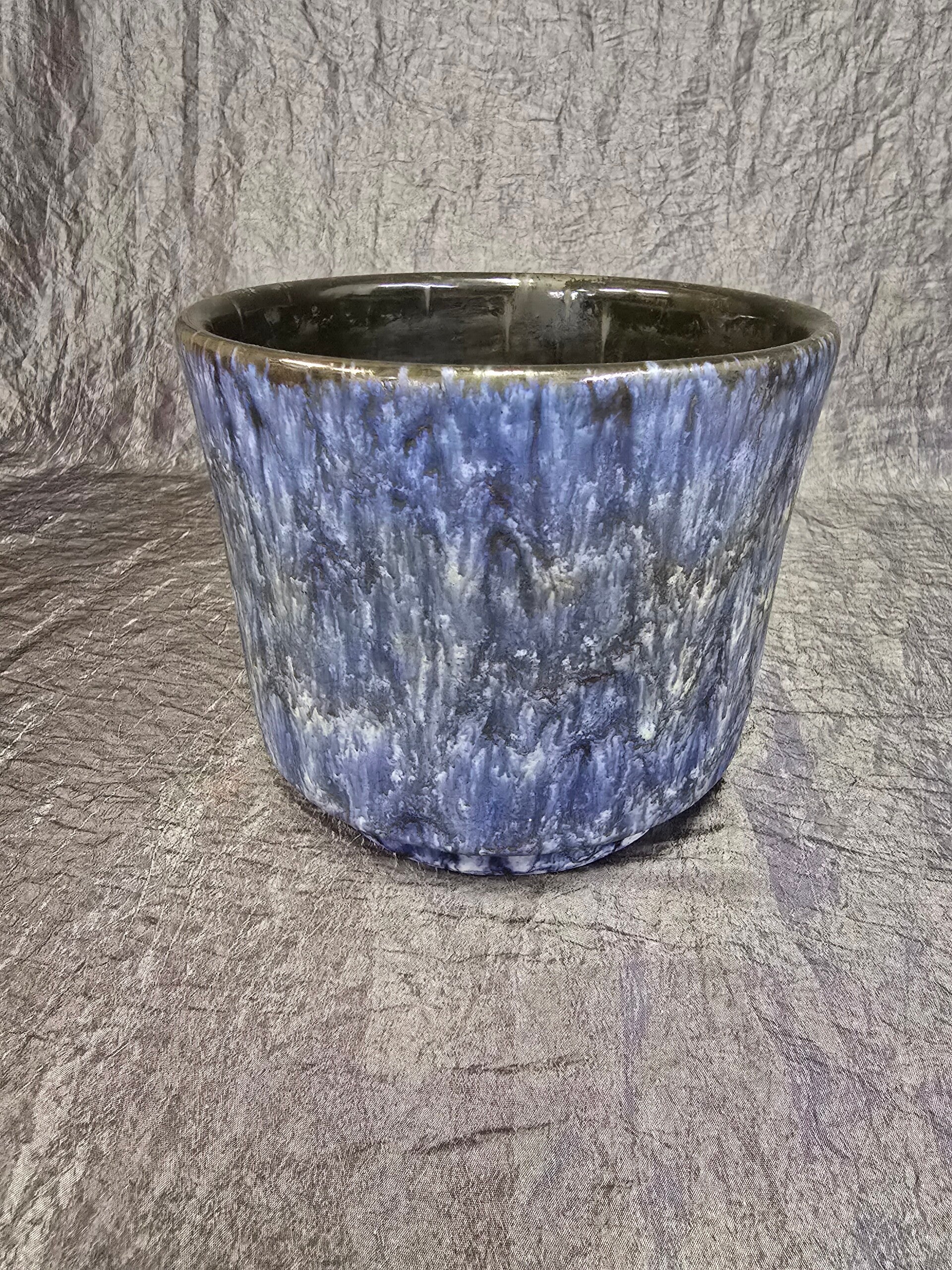 Vintage Blumentopf Keramik Blau