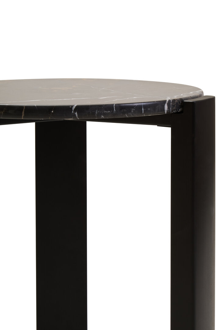 Palermo Round Side Table Marble Wood Black