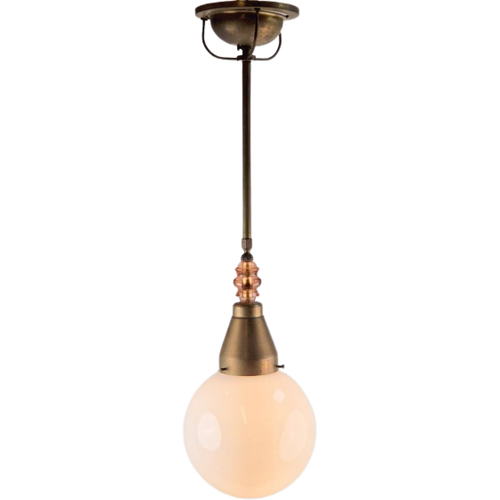 Vintage Pendelleuchte Glas Kupfer 1950er Jahre
