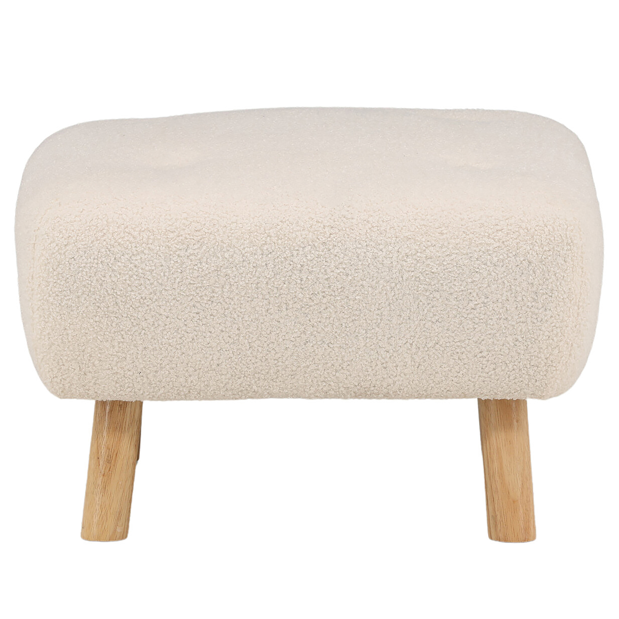 Salina Upholstered Ottoman Teddy Fabric White