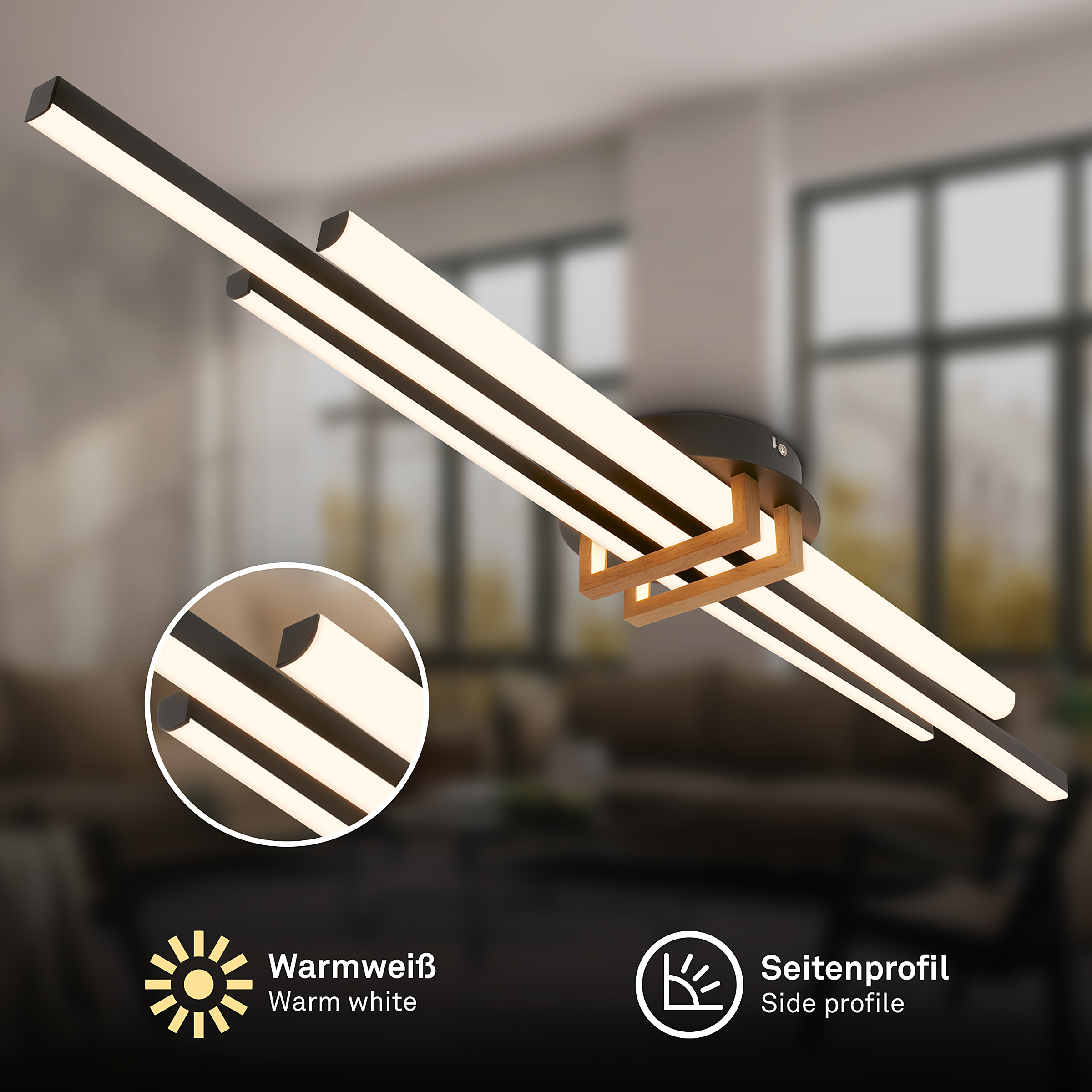 LED Ceiling Light Vinka Aluminum Black