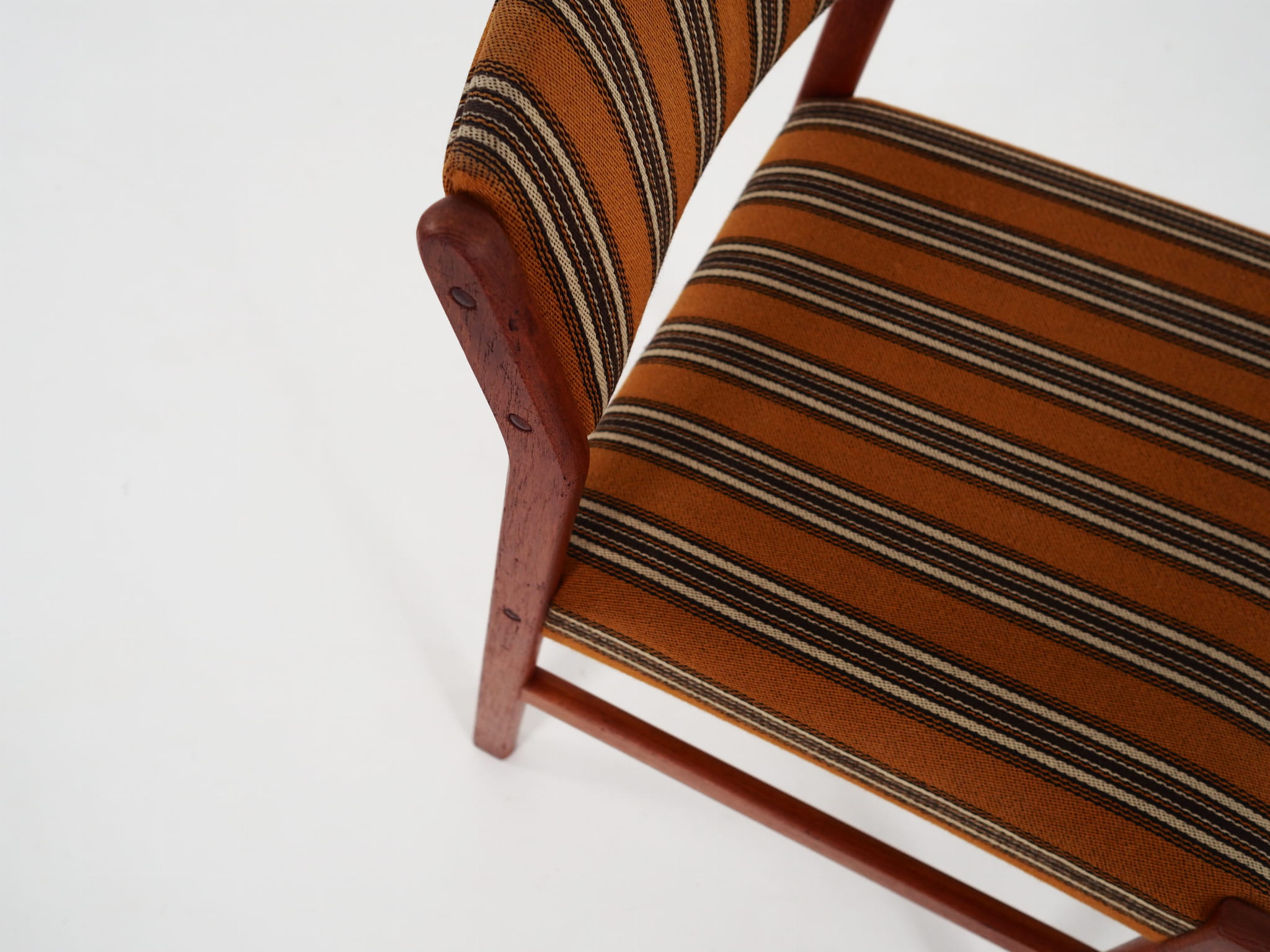 6x Vintage Stuhl Teakholz Textil Braun 1970er Jahre