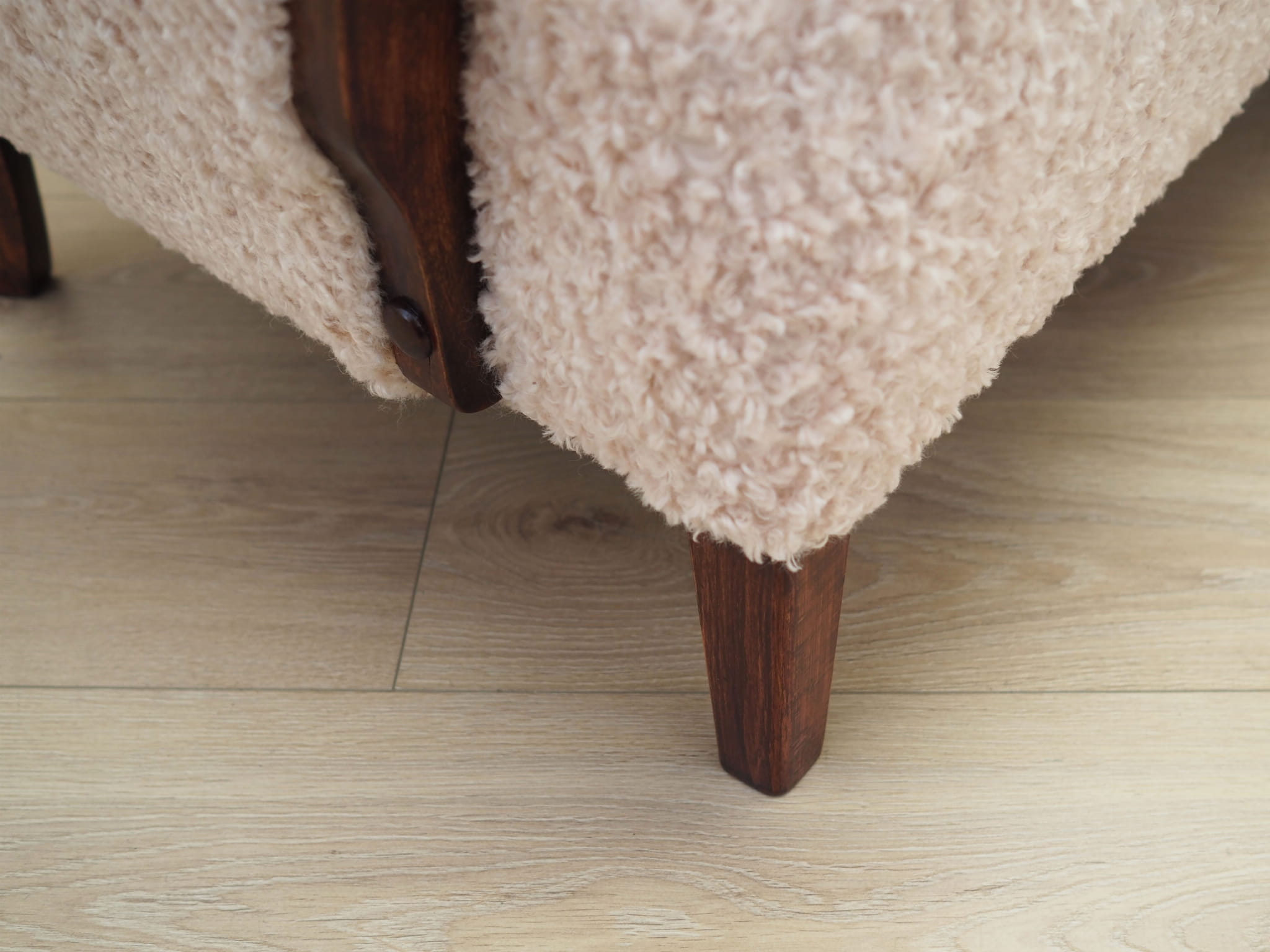 Vintage Sofa Buchenholz Beige Textil 1960er Jahre