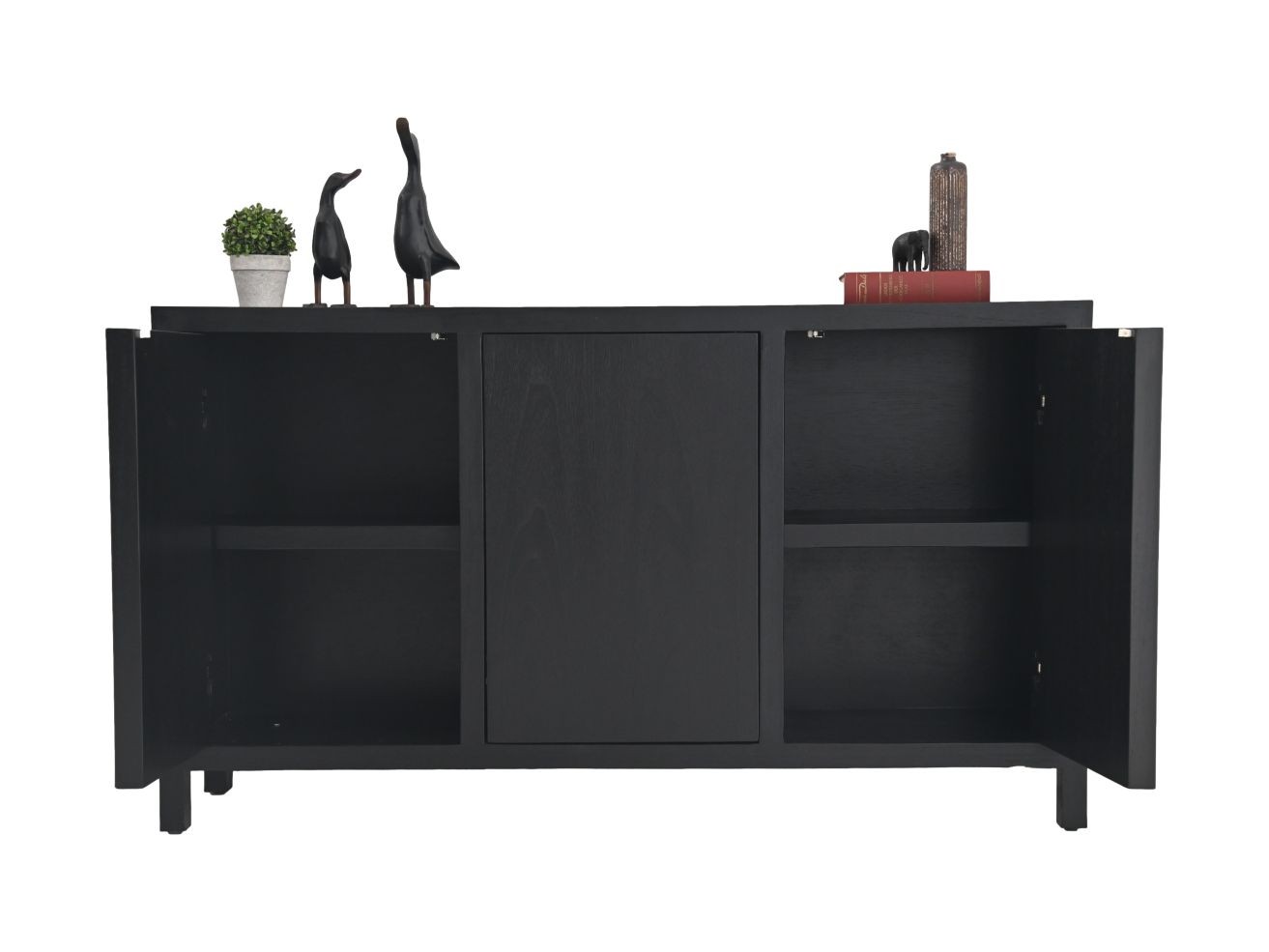 Sideboard Teakholzfurnier Schwarz