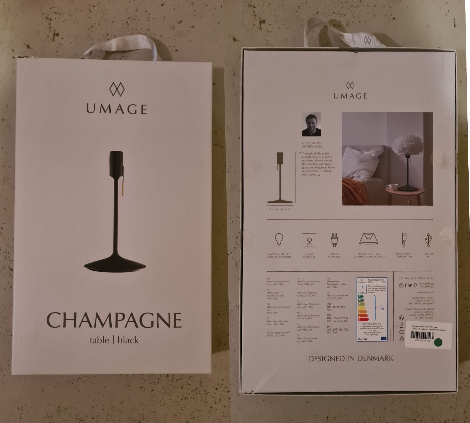 Champagne Table Lamp Base Metal Black