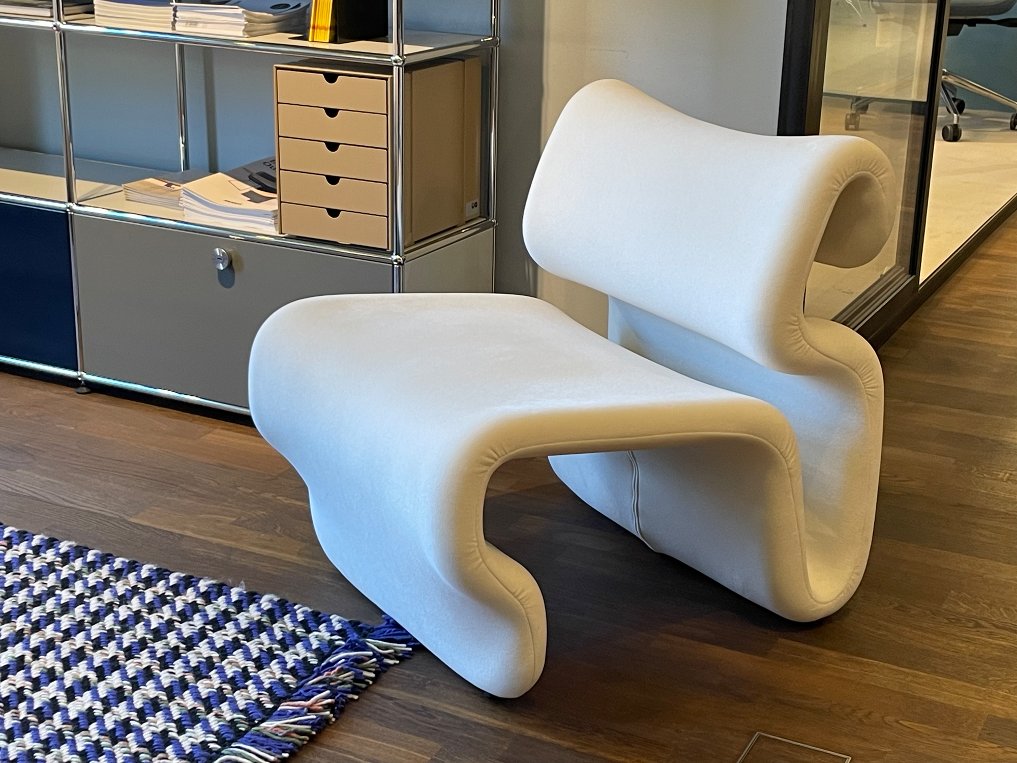 Easy Chair Sessel Stoff Metall Weiß 