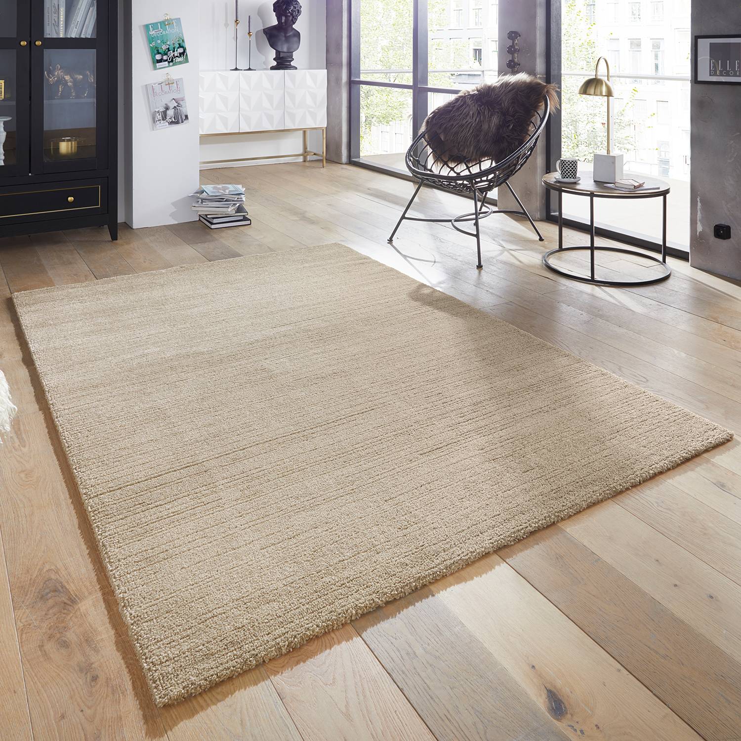 Loos Kurzflorteppich Sand 80 x 150 cm