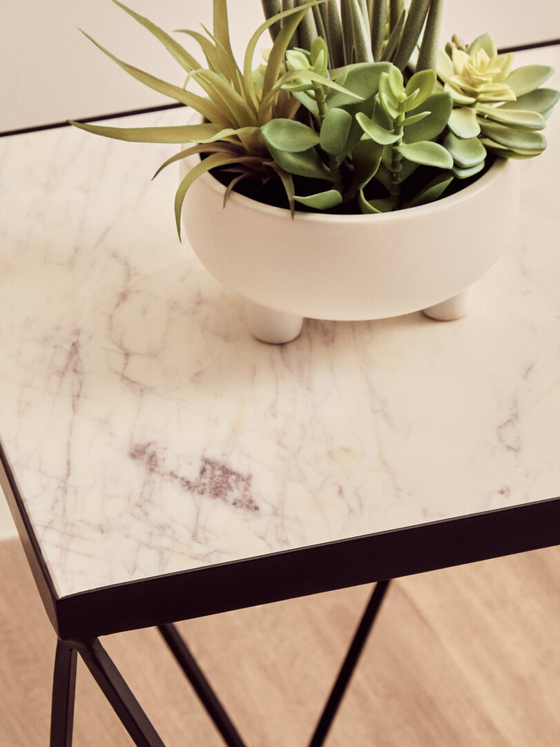 Shalimar Square Black Finish Base Side Table