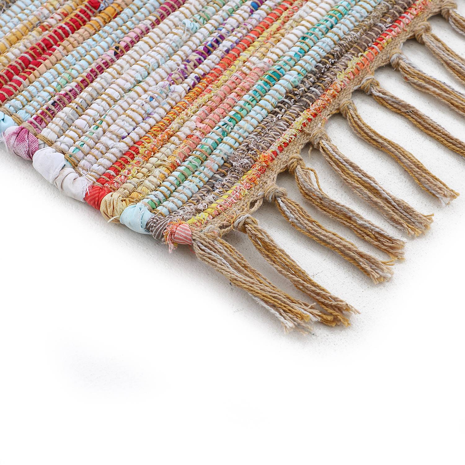 Kilim Chindi Teppich Baumwolle Polyester Taupe 60 x 110 cm