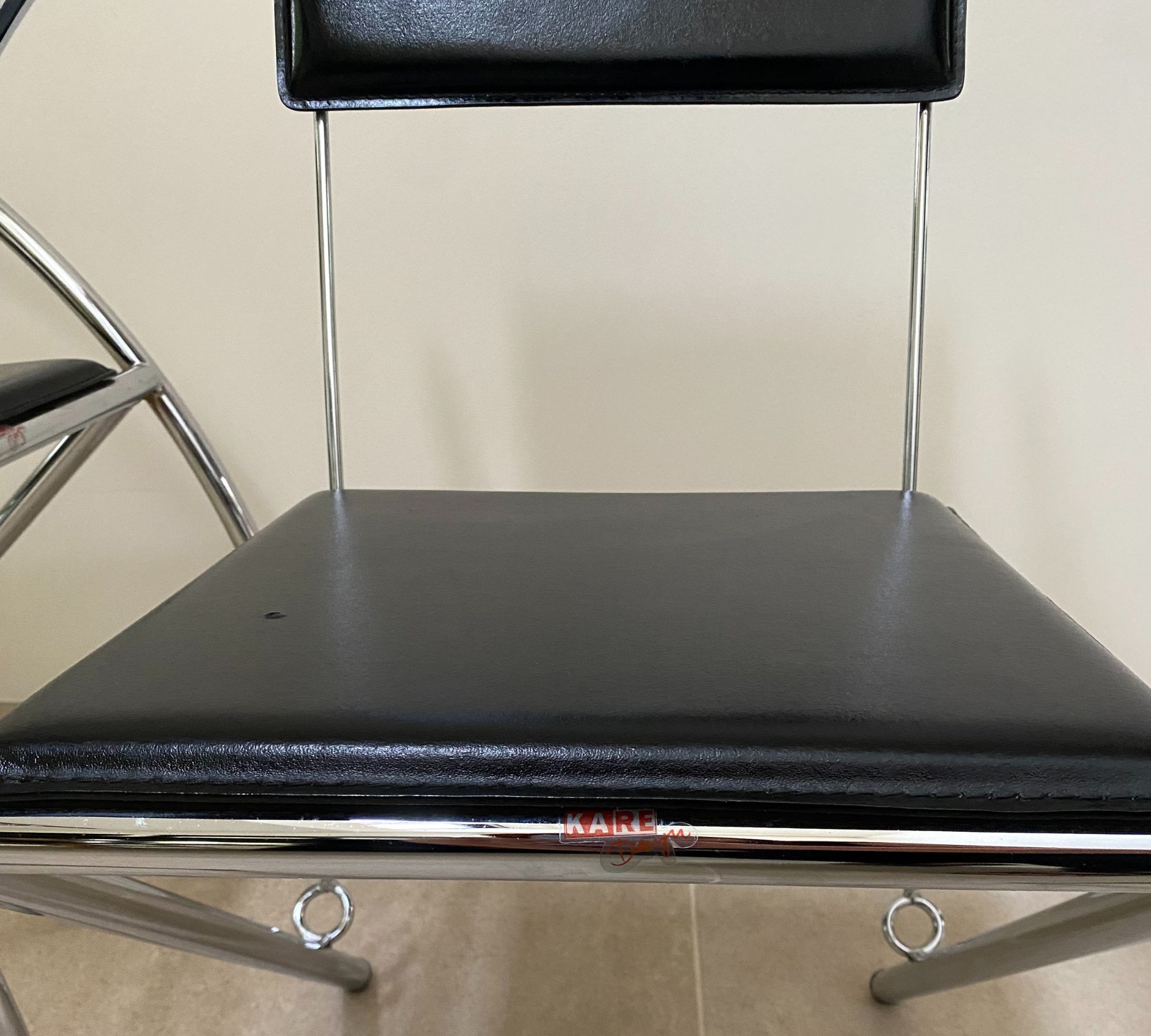 2x 90‘s Stuhl Stahl Leder Schwarz