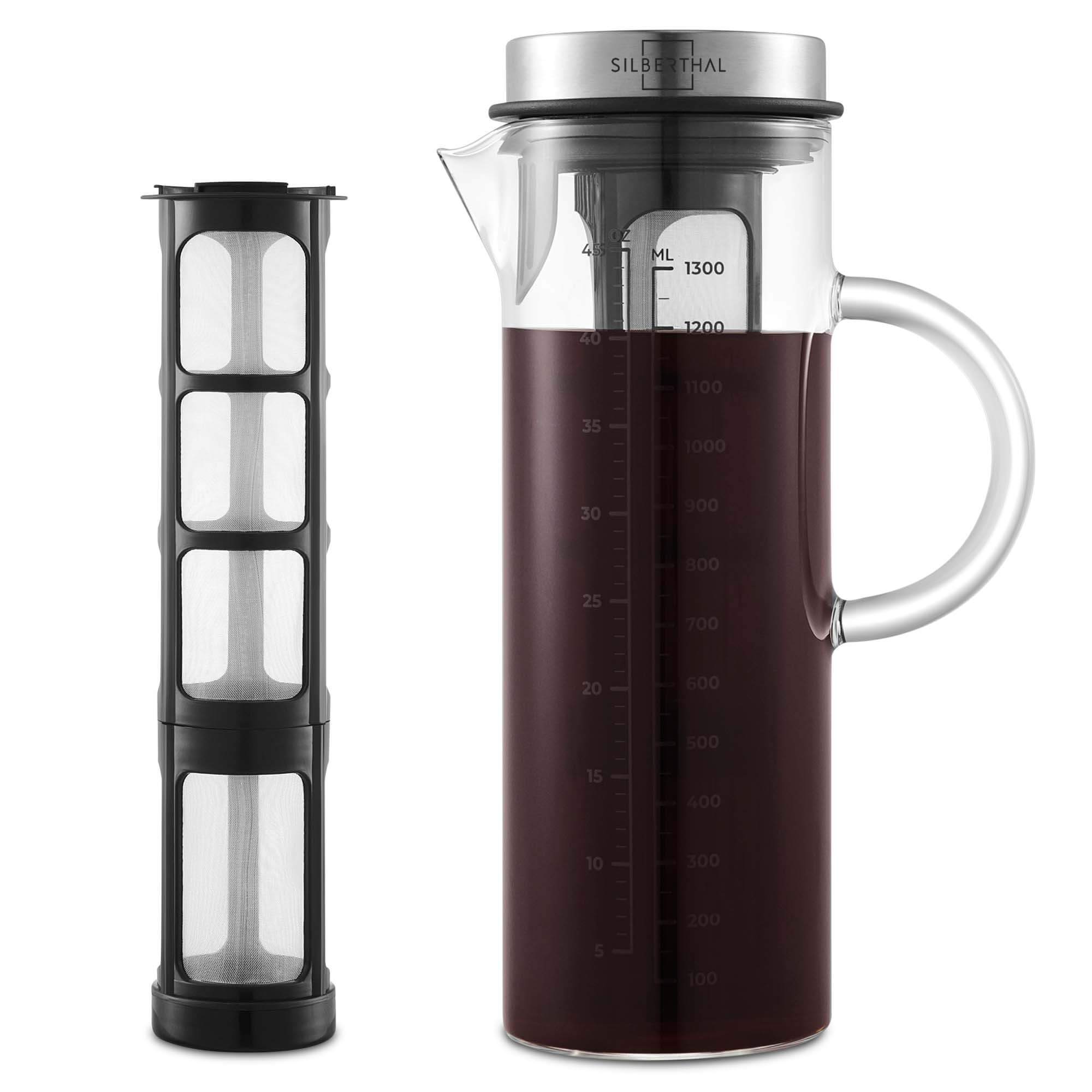 Kaffeebereiter Cold Brew Glas Edelstahl 1,3l
