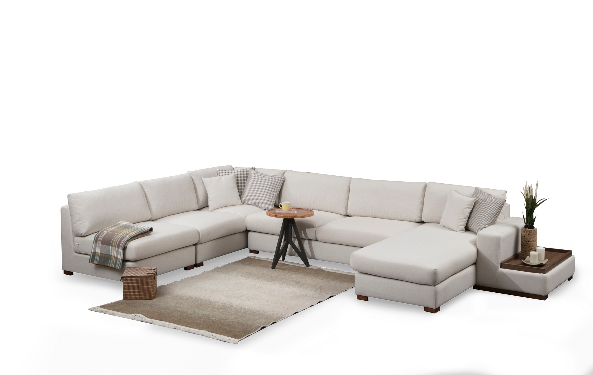 Ecksofa Textil Weiß