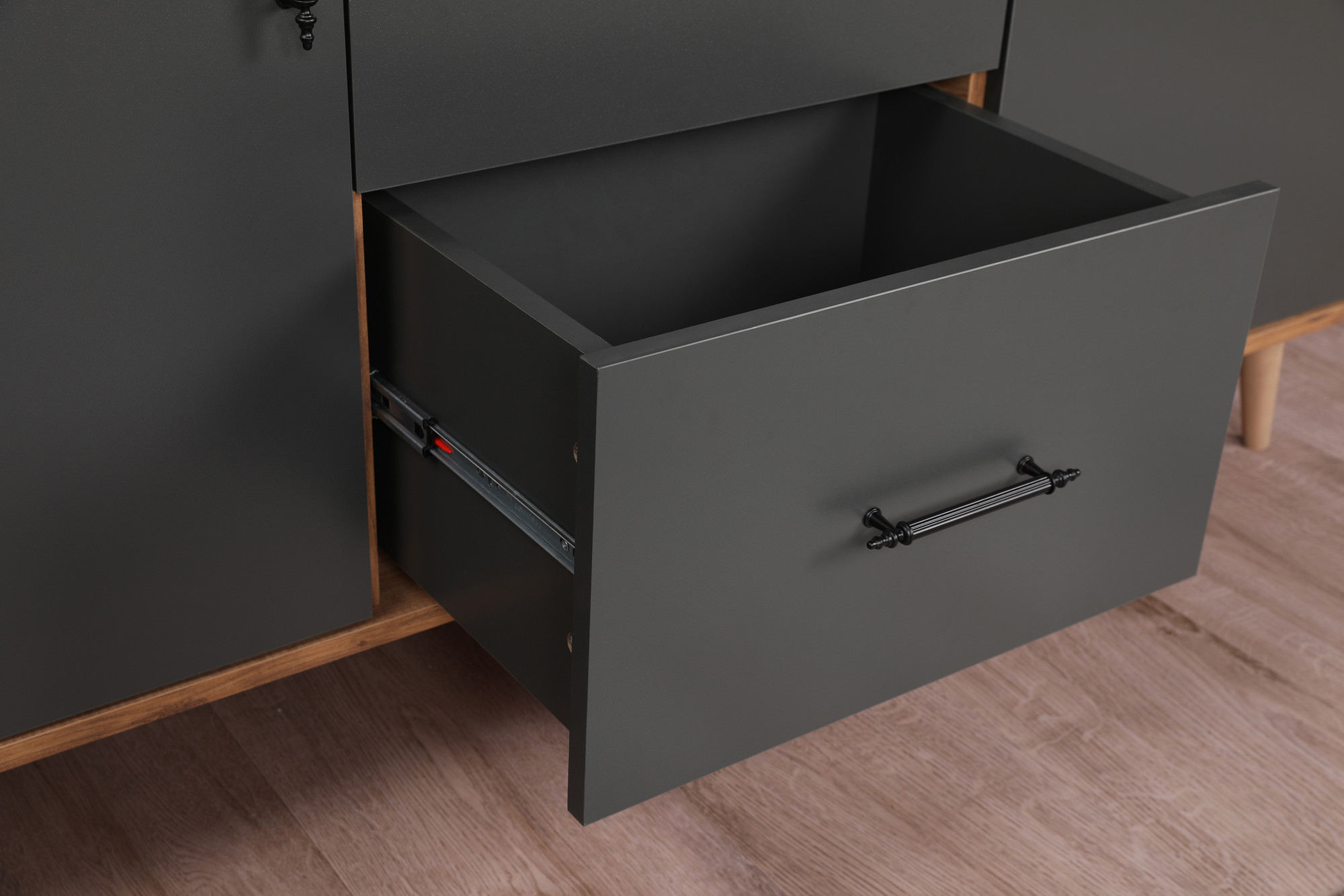 Console table Wood Walnut Anthracite