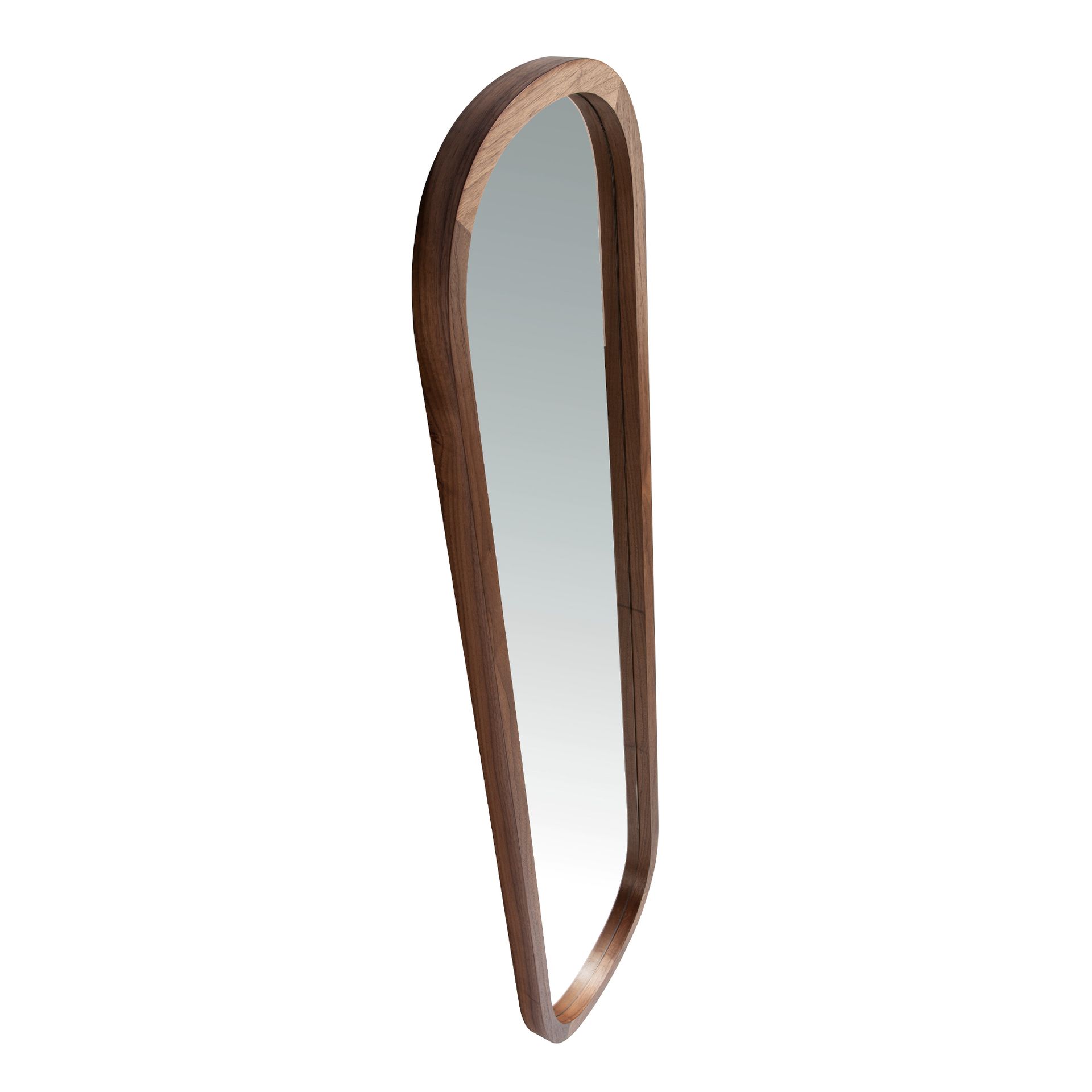 Oval mirror walnut veneer