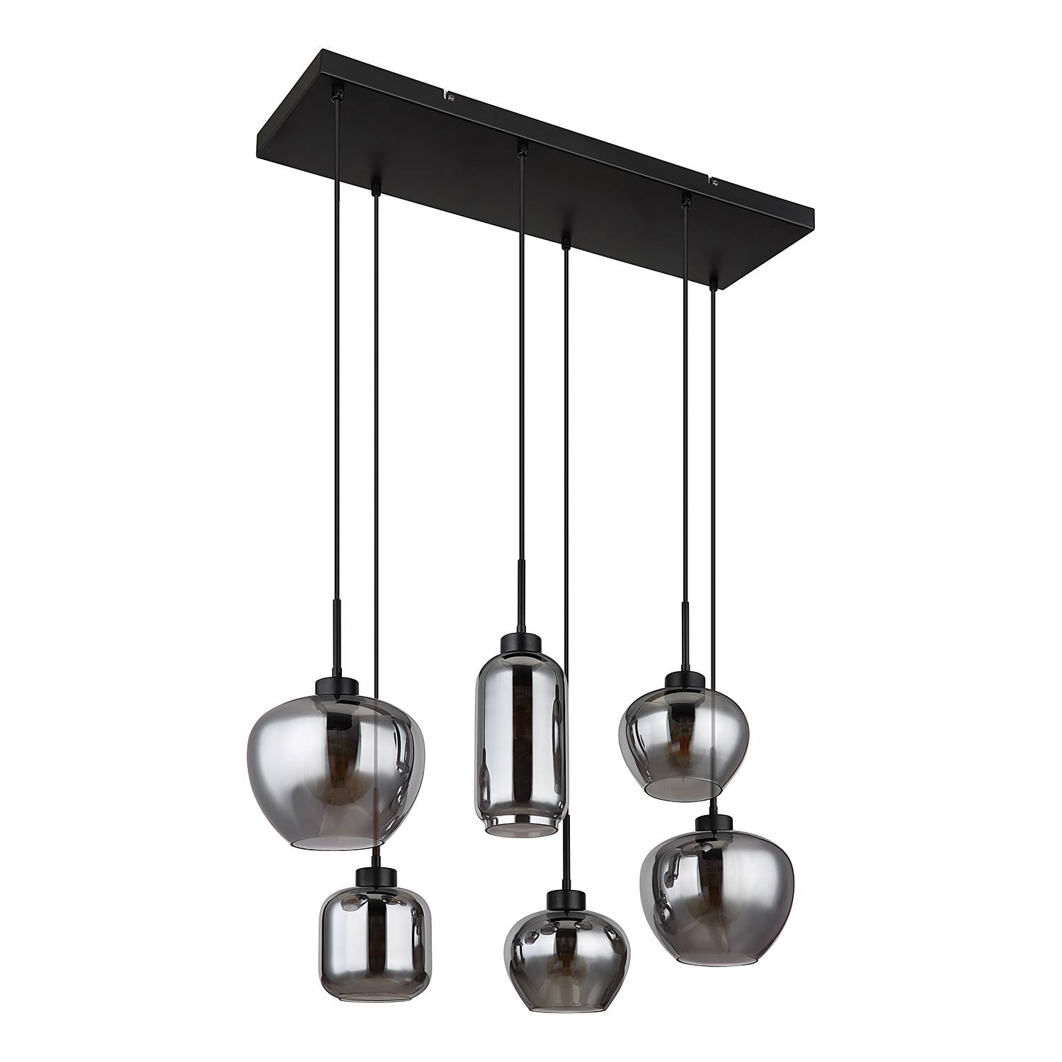 Pendant light Type E 6-Light Colored glass Iron Matte