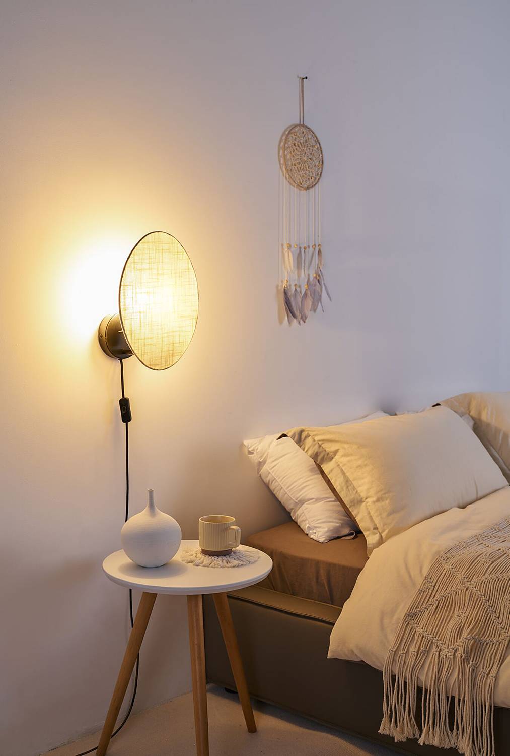 Boho Dream Wall Light Metal Textile Beige 1-bulb
