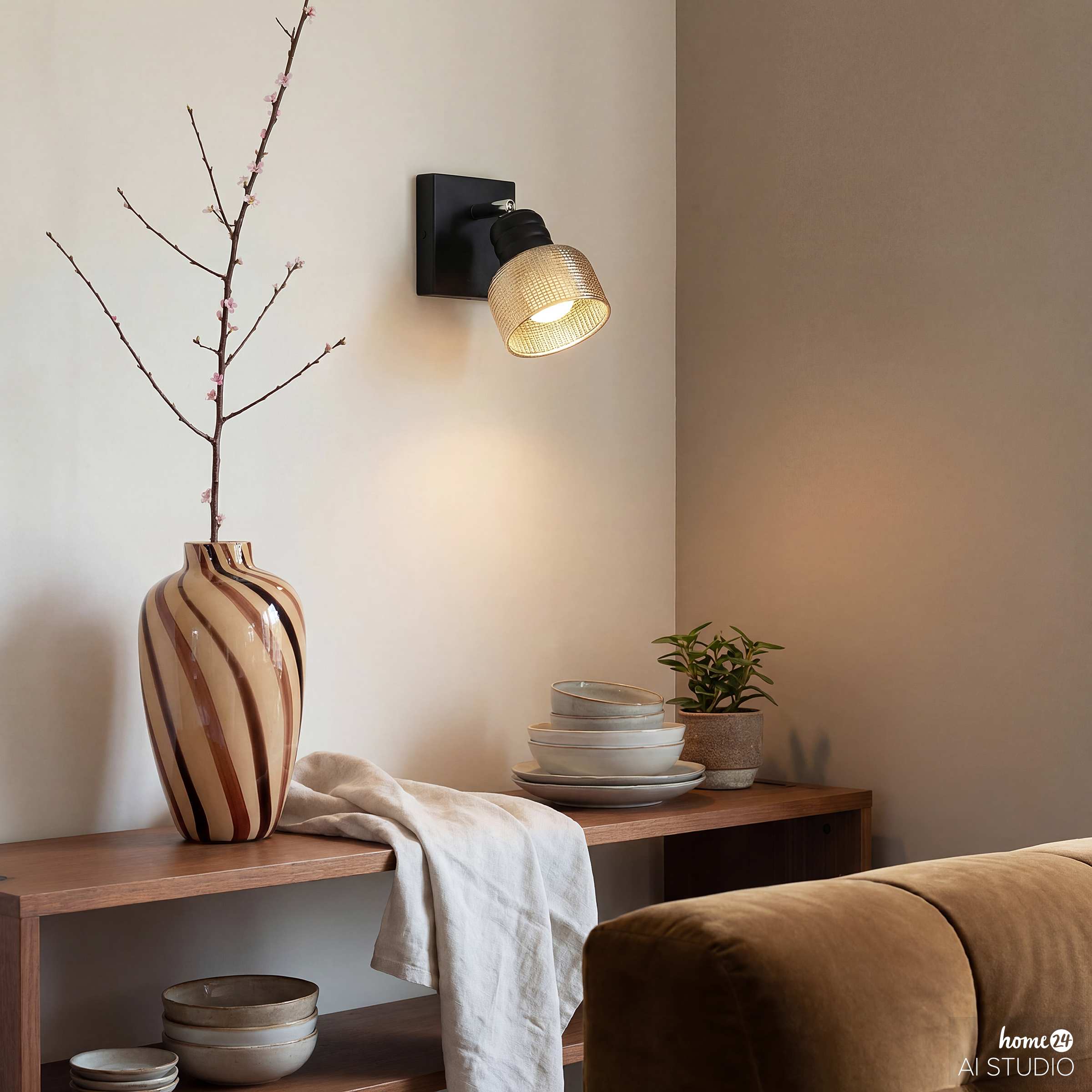 Wall lamp ALGA 1-Light Smoked glass Iron