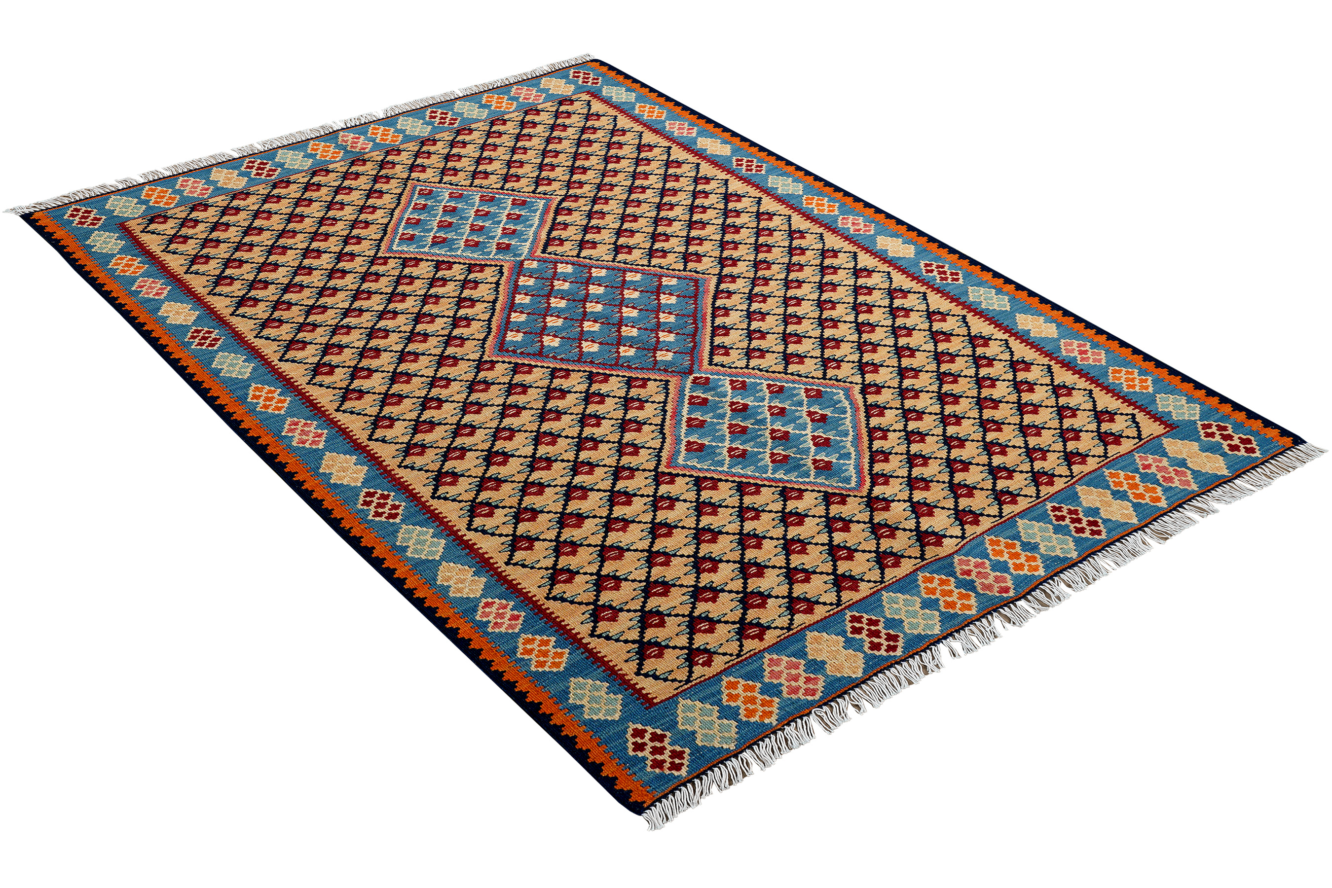 Kilim Senneh Tappeto Lana Multicolore