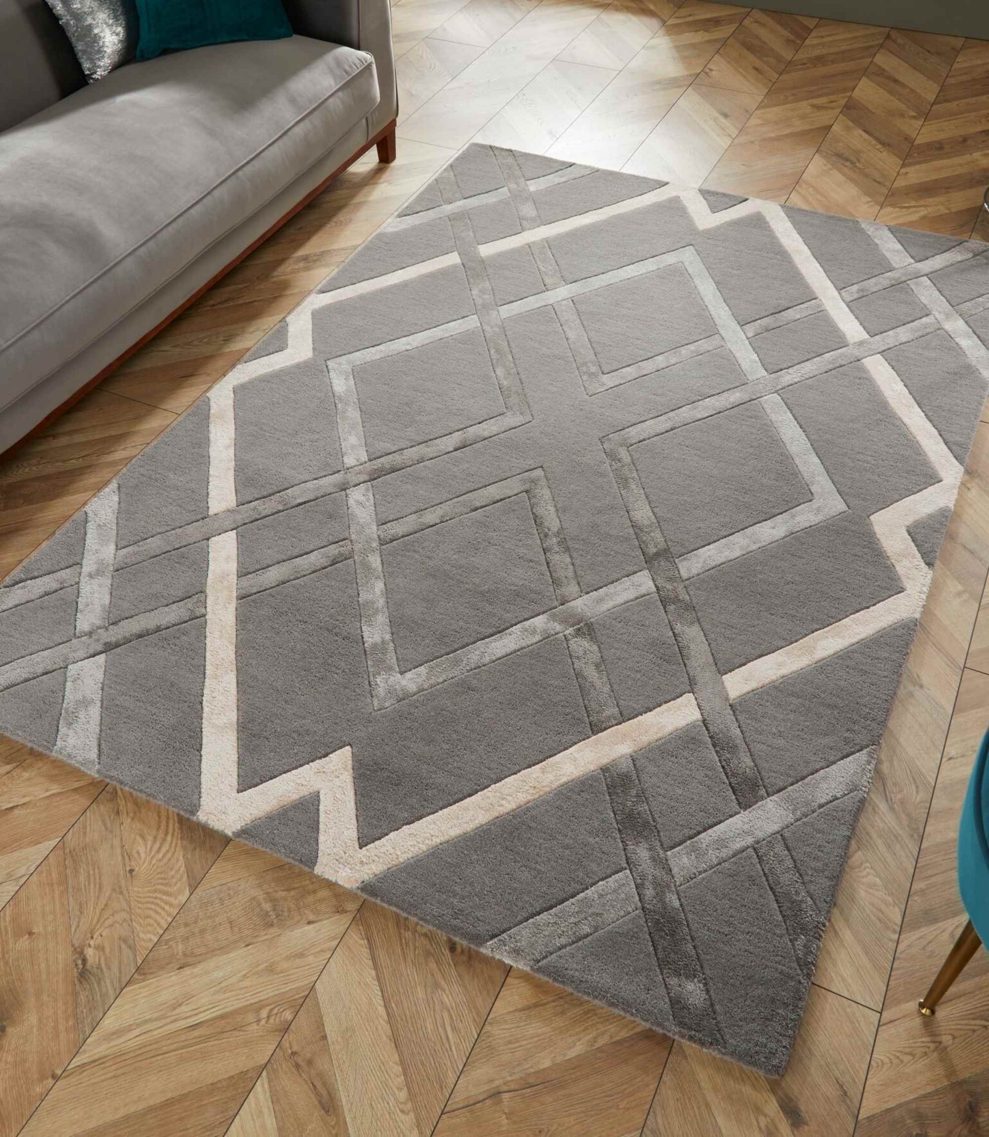 Wollmischteppich Architect Trellis Grau 160x230