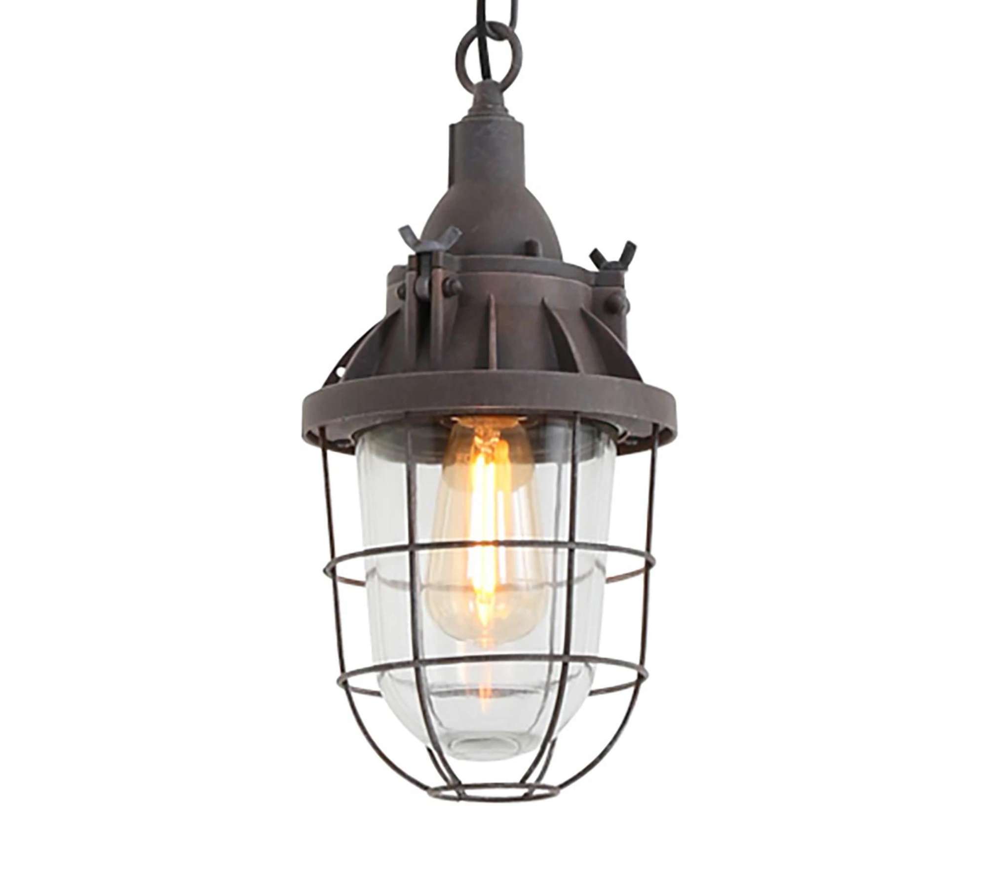 Pendelleuchte 1-flammig Metall Glas Braun