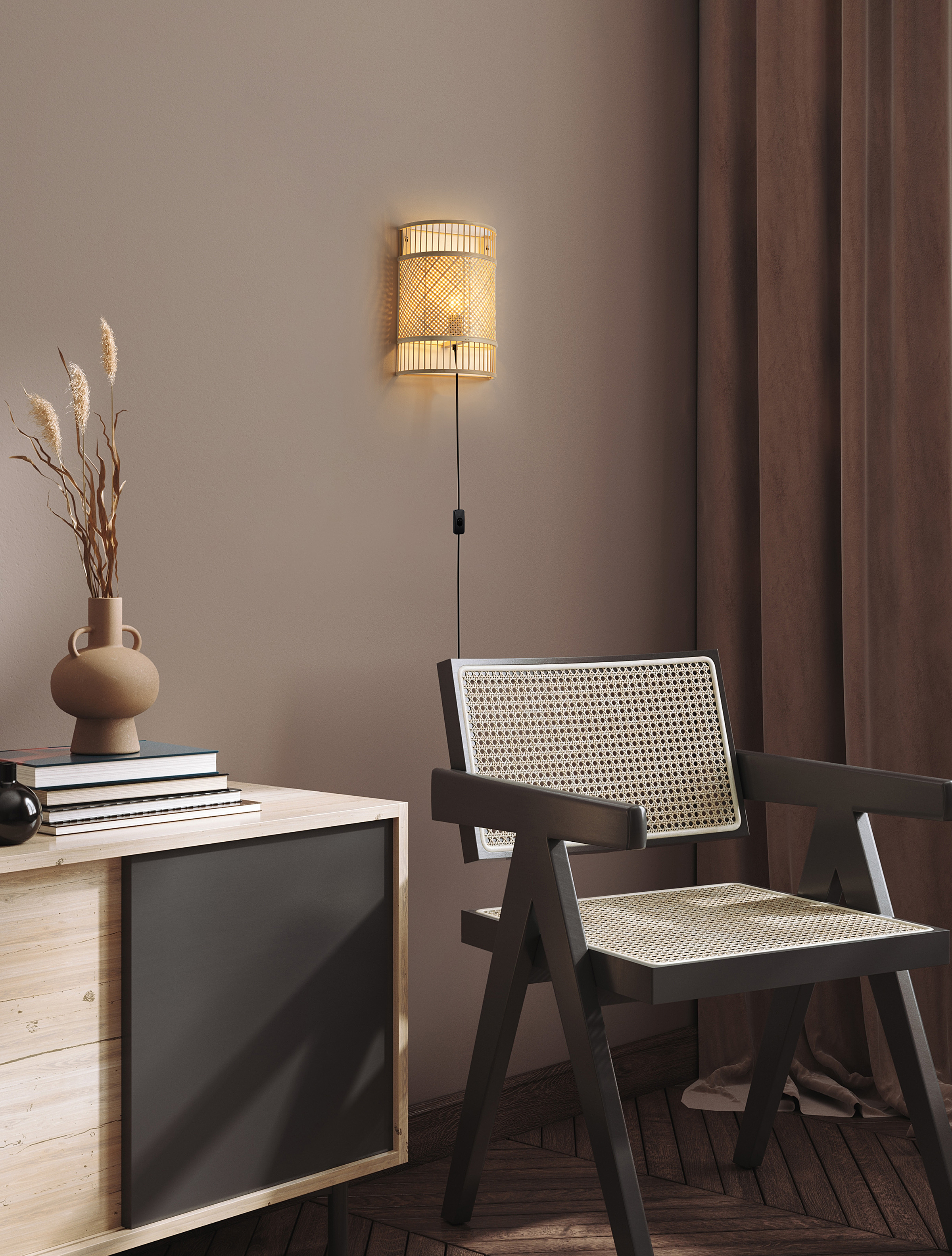 Pale Wandleuchte Bambus Braun