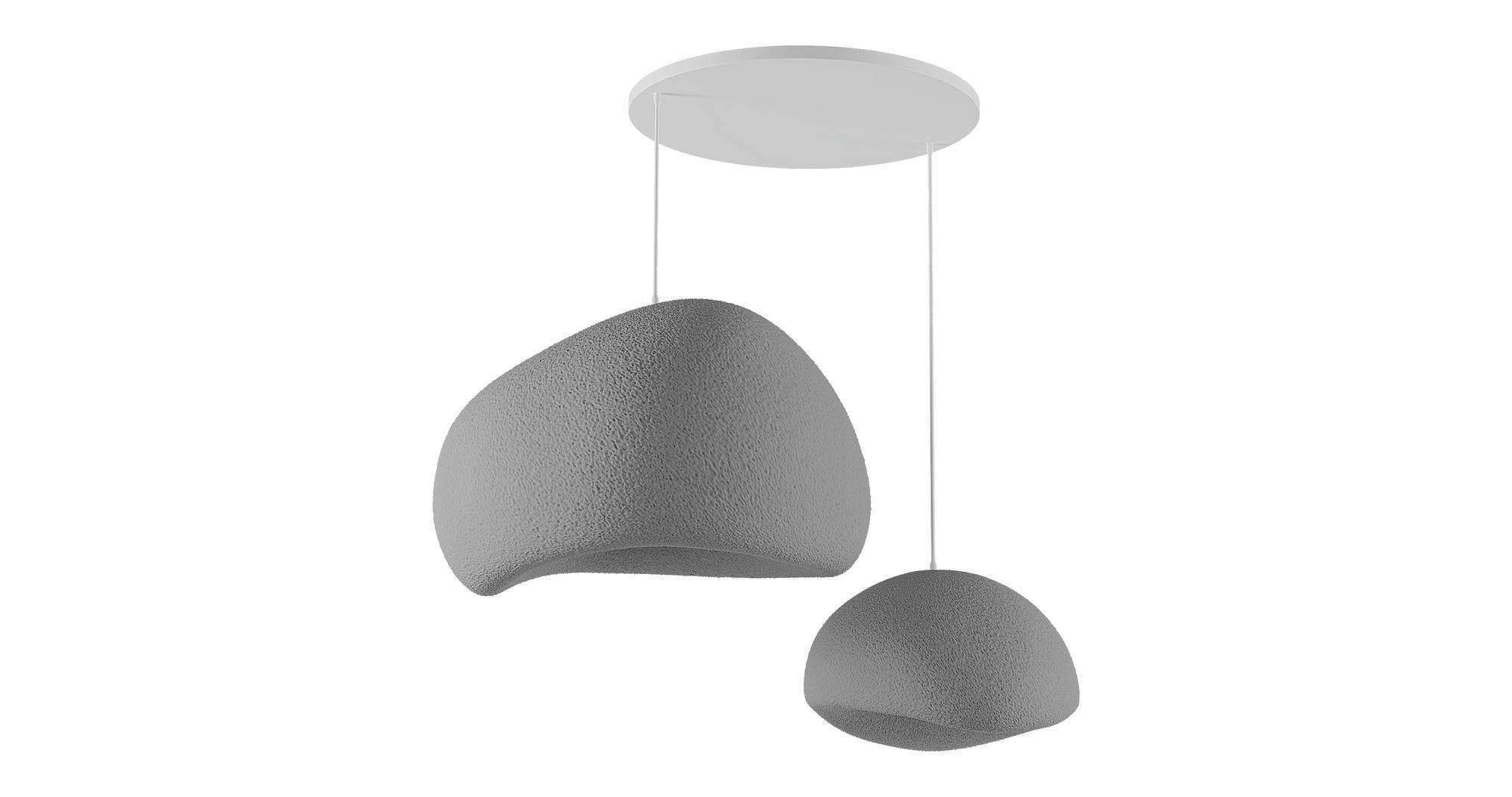 2-Flammig Wabi Sabi Rawbends Pendelleuchte Beton Grau