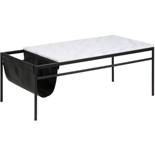 Foggia Salontafel Metall Stein Schwarz Weiß 