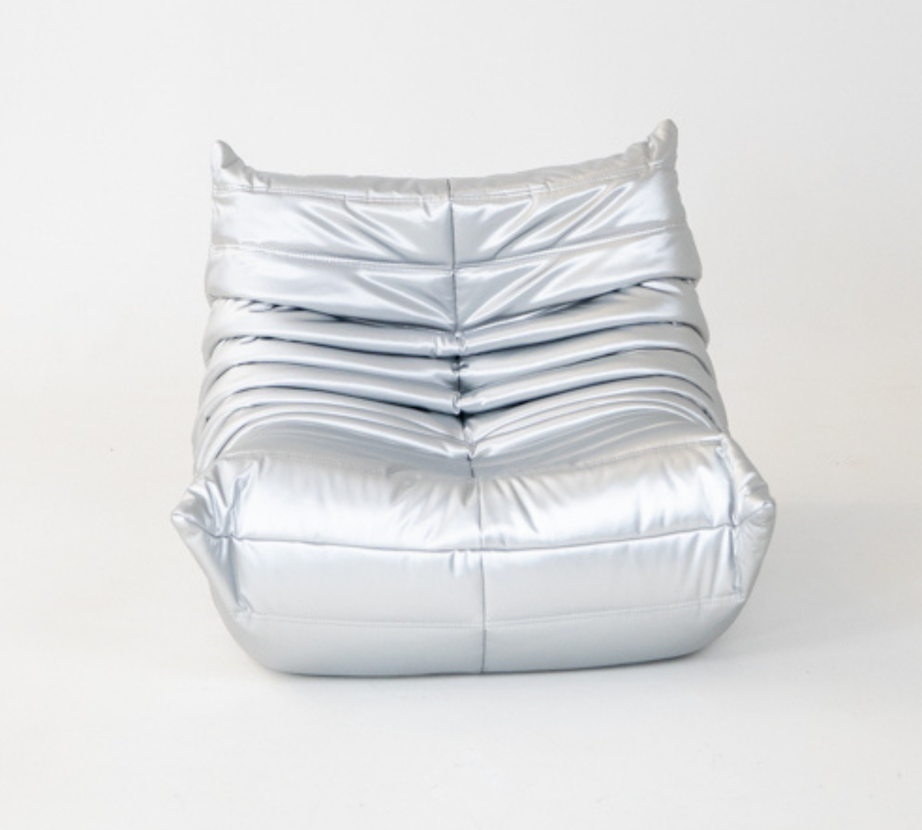 Togo Armchair and Ottoman Set Faux Leather Space Grey