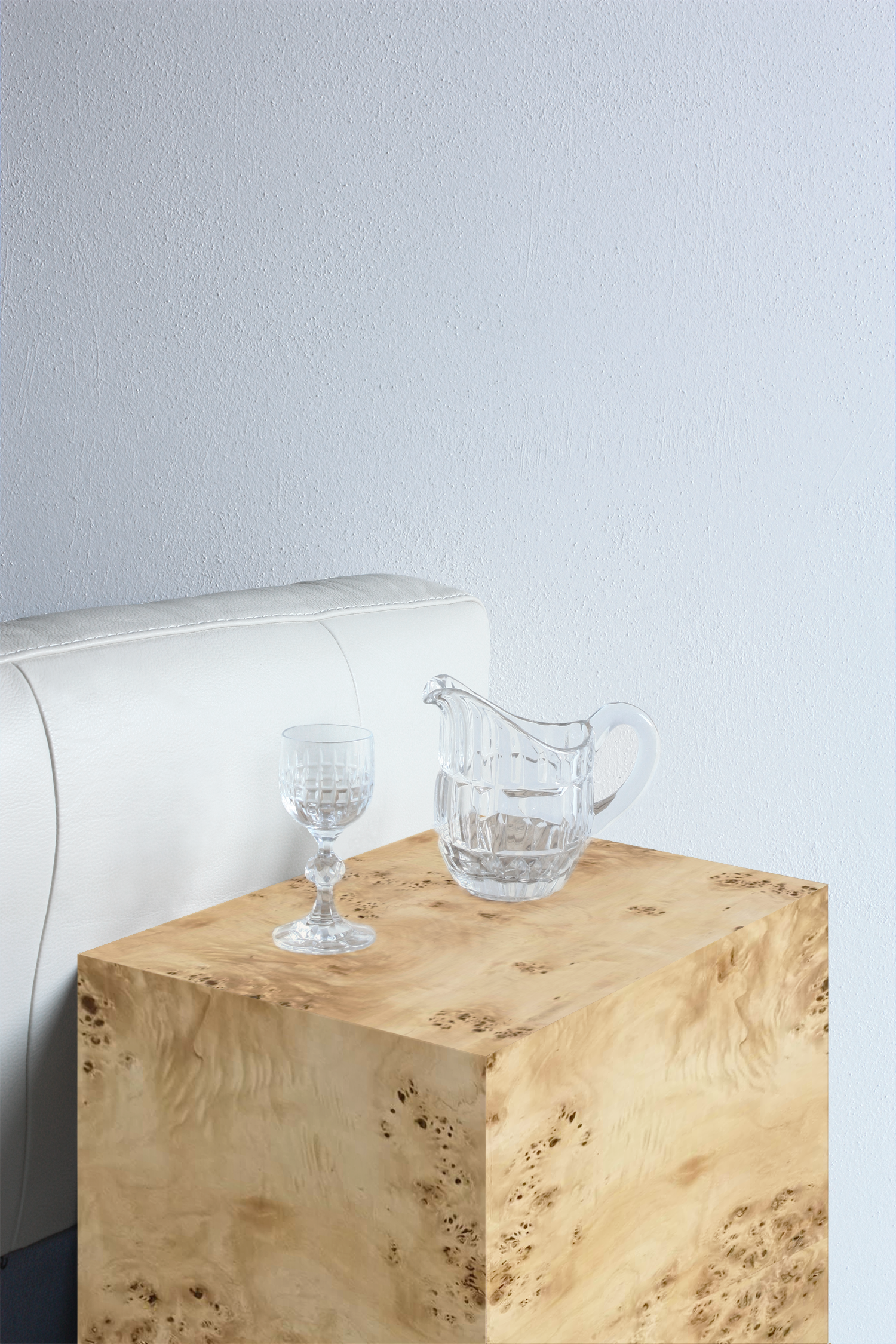 Side table burl poplar wood brown