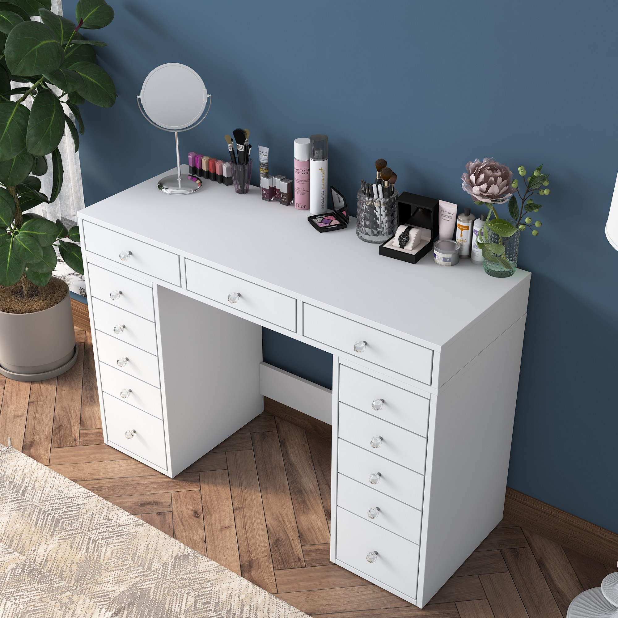 Dressing table with drawers White