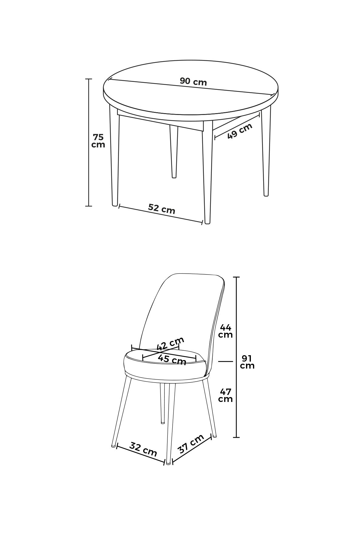Tor Set da sala da pranzo bianco e grigio