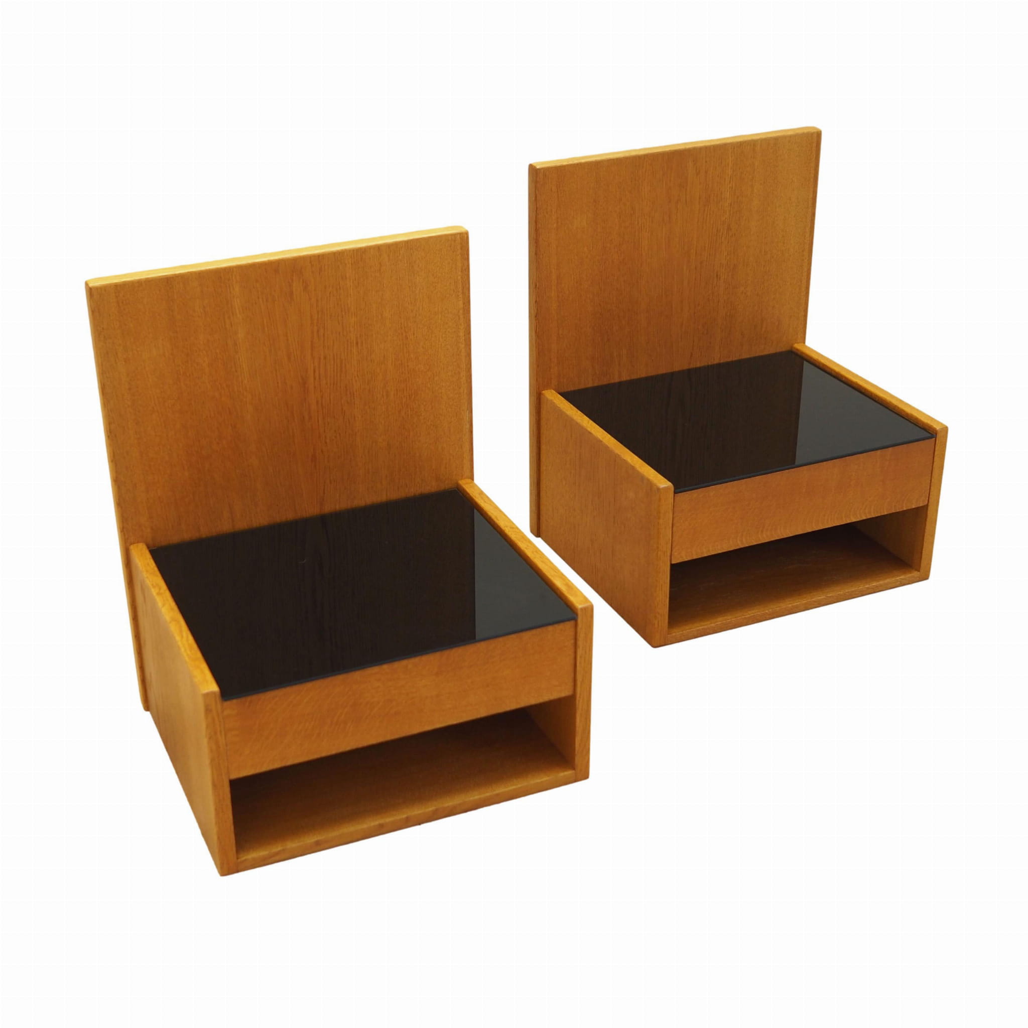 2x Hanging Nightstand Set Wood Brown 1960s