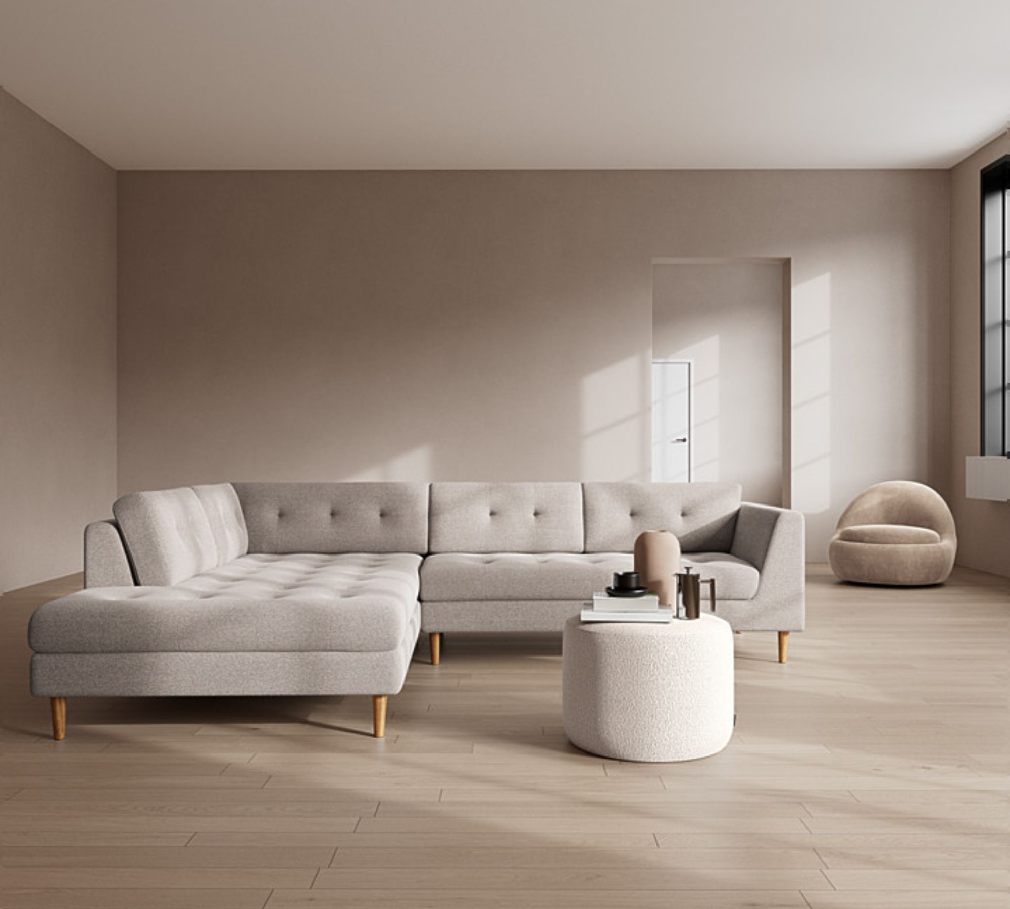 Nelson Ecksofa Récamiere Rechts Agnes Brown