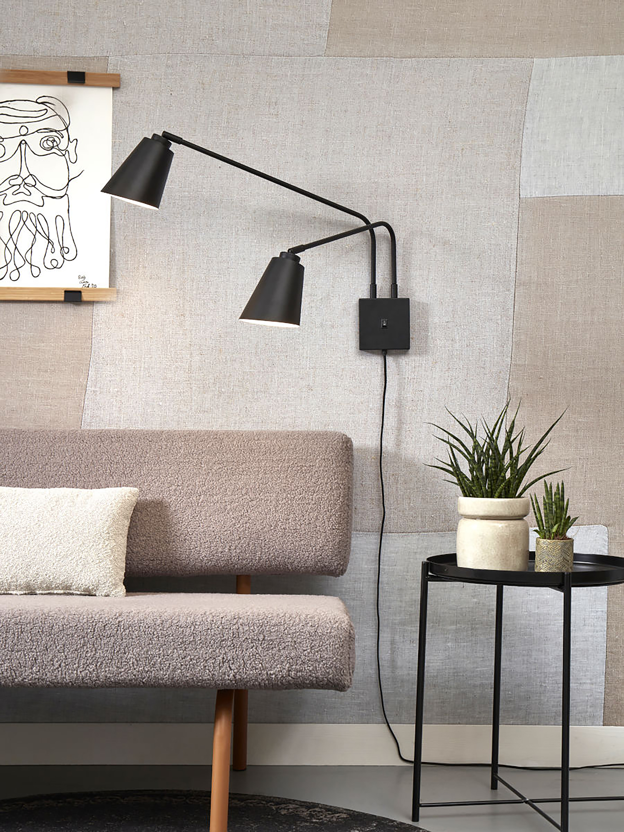 Wall lamp Bremen 2-Light Iron Black