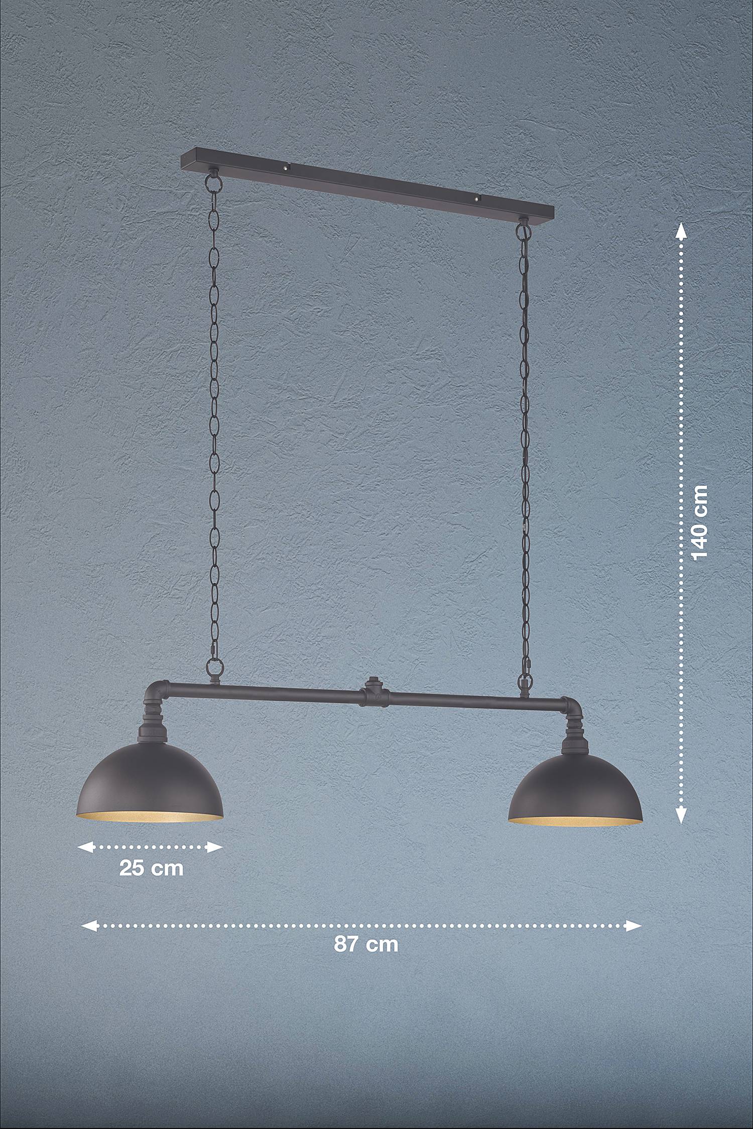 Suspension lamp iron 2-bulb