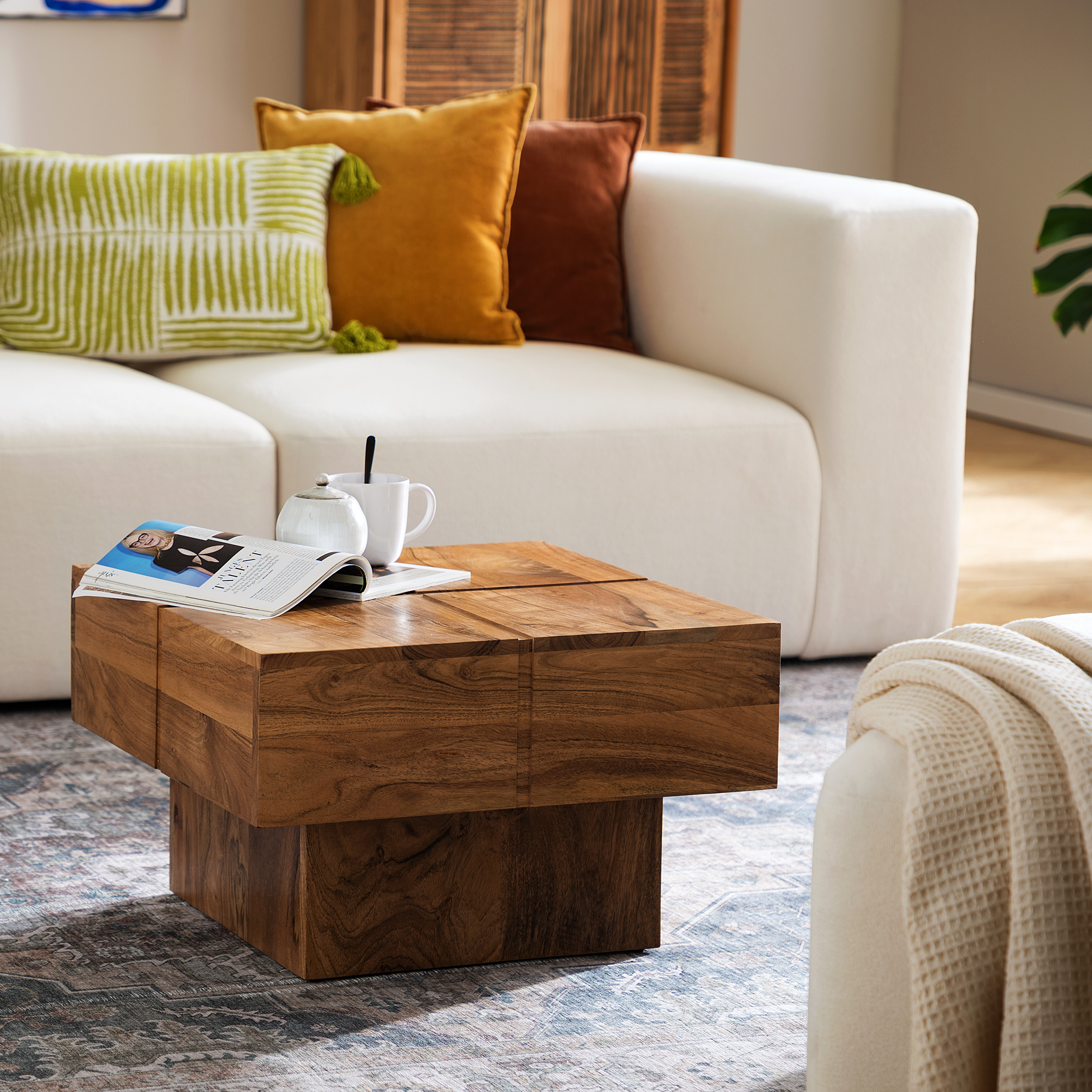 LAMAXI Couchtisch Massivholz Akazie