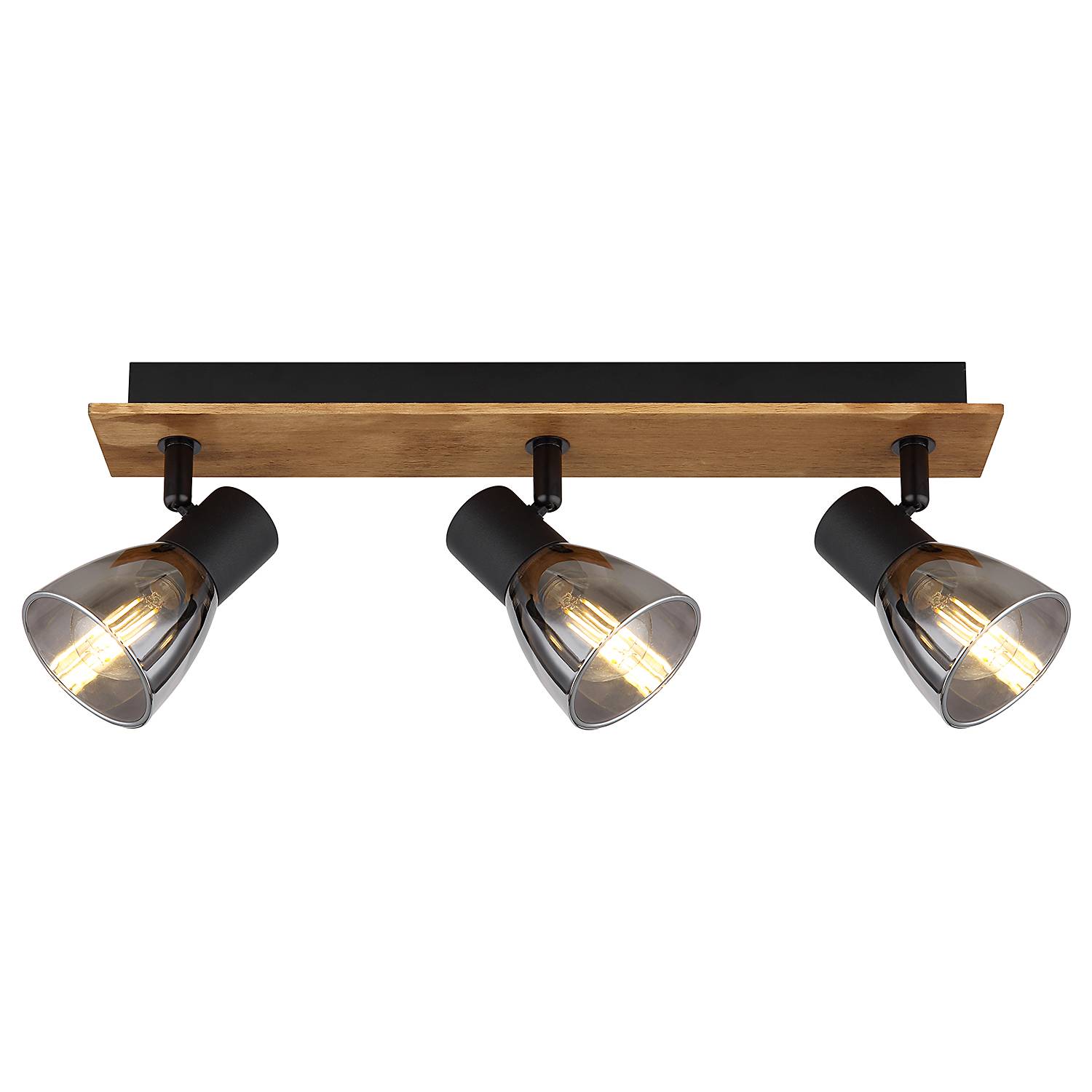 3-Flammig Deckenstrahler Claude Farbglas Eisen Beige