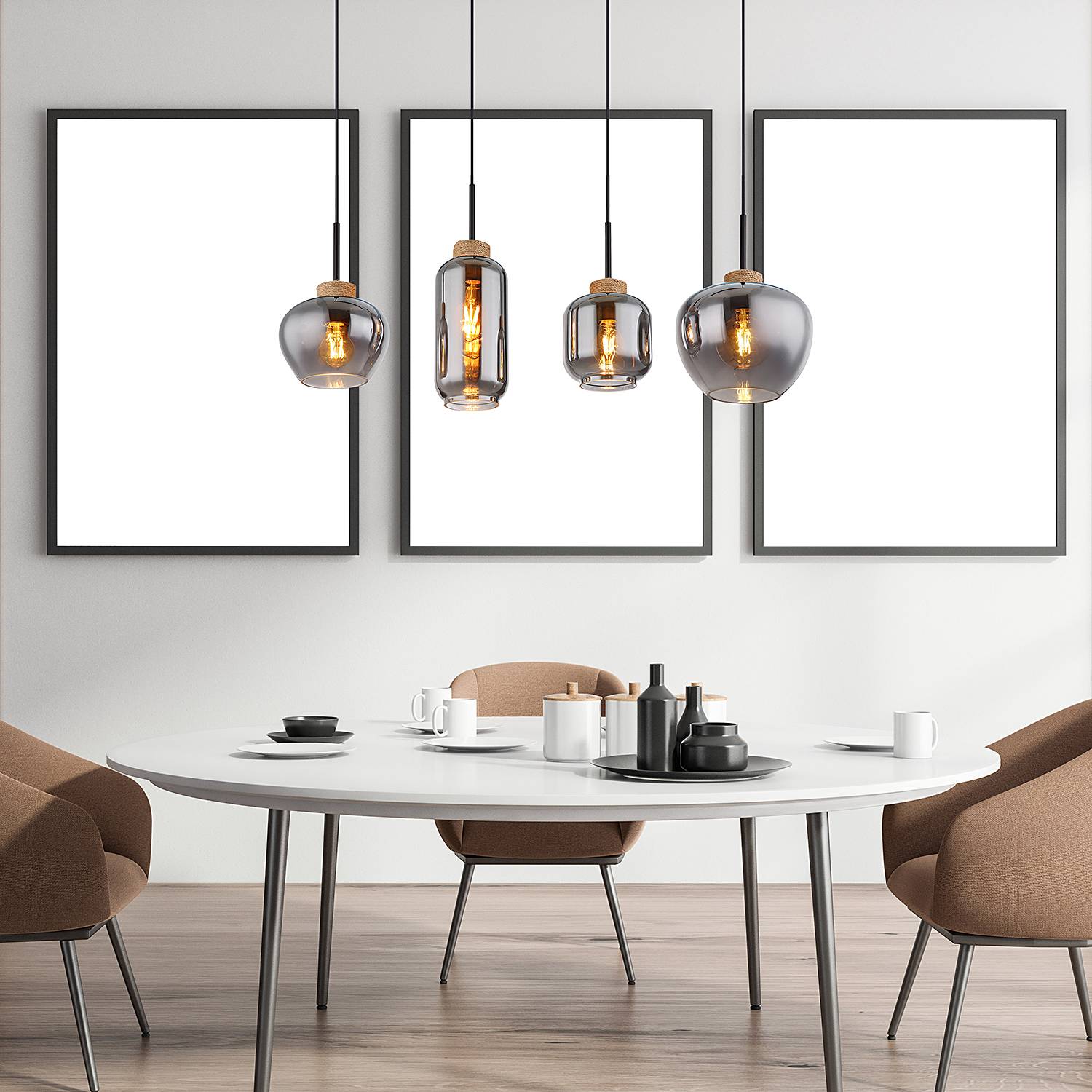 4-burner pendant light Matt Type B colored glass Iron